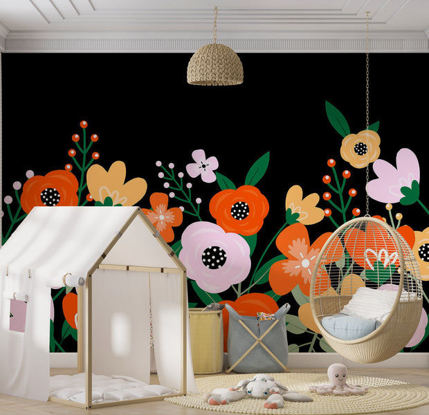 Floral Wallpaper Wall Mural - Colorful Abstract Bloom 39"Wx27"H / Standard