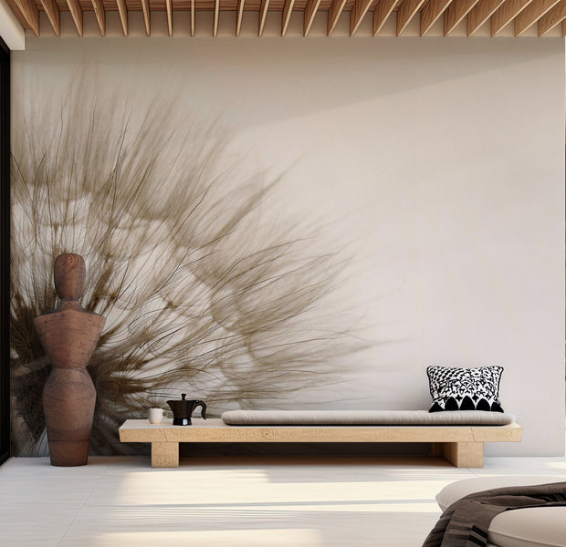 Floral Wallpaper Wall Mural - Dandelion Close-up Sepia 39"Wx27"H / Standard