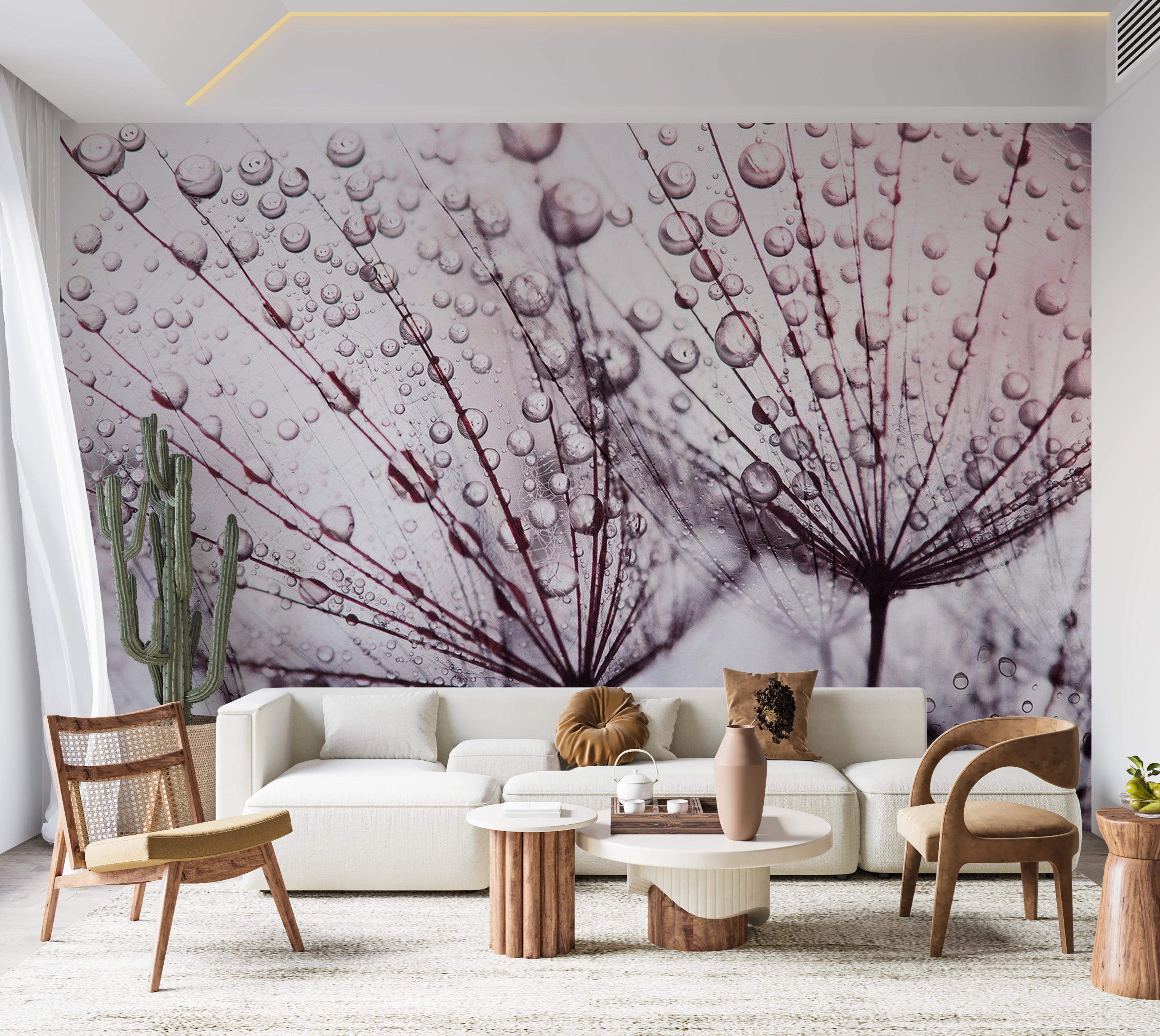 Floral Wallpaper Wall Mural - Dandelion in The Rain 39"Wx27"H / Standard