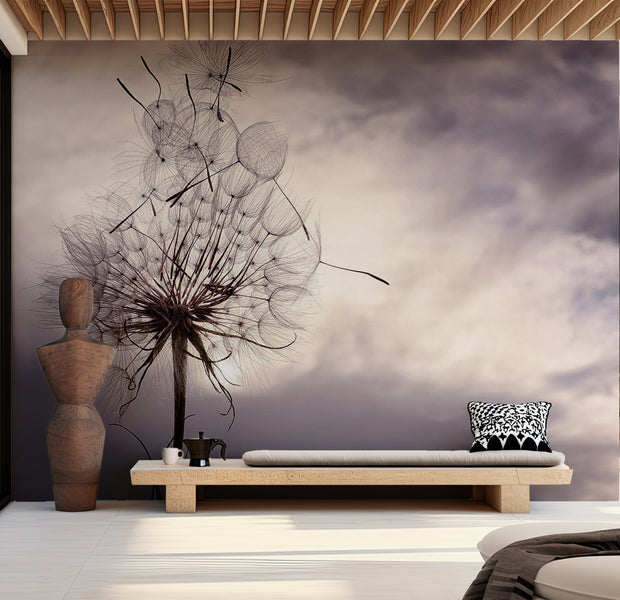 Floral Wallpaper Wall Mural - Dandelion in the Wind 39"Wx27"H / Standard