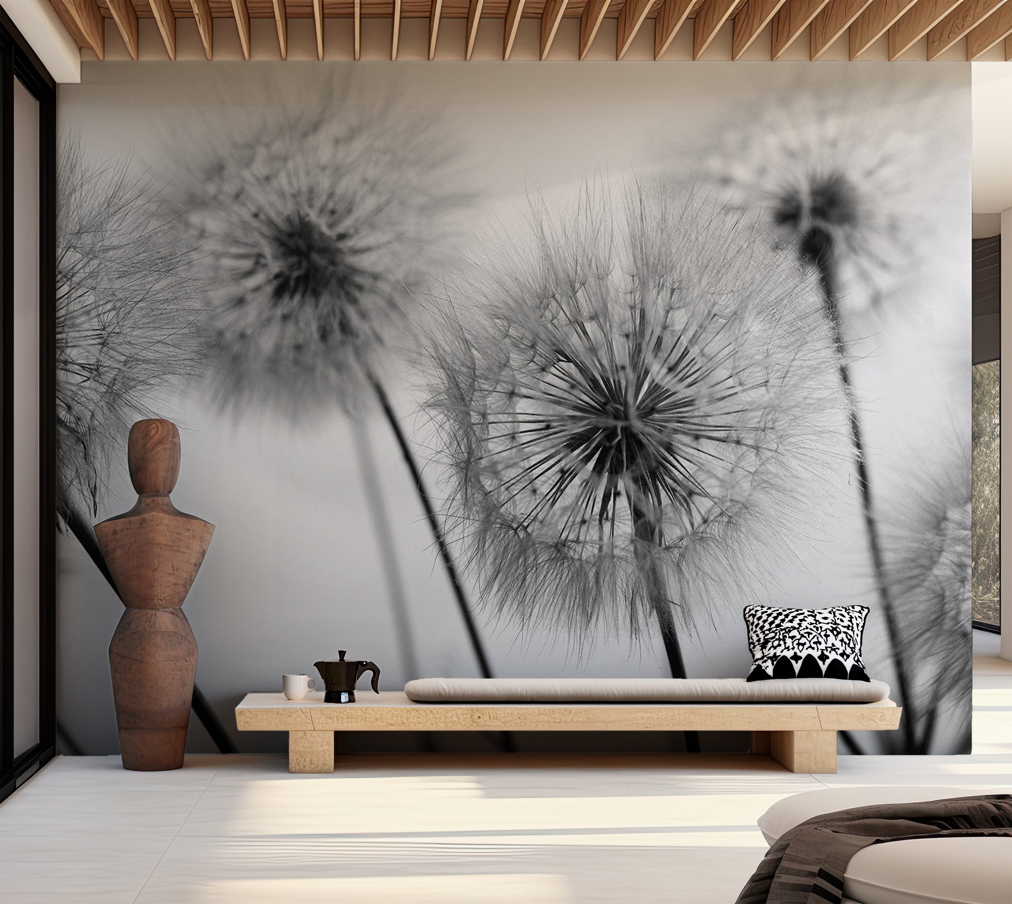 Floral Wallpaper Wall Mural - Field of Dandelions 39"Wx27"H / Standard