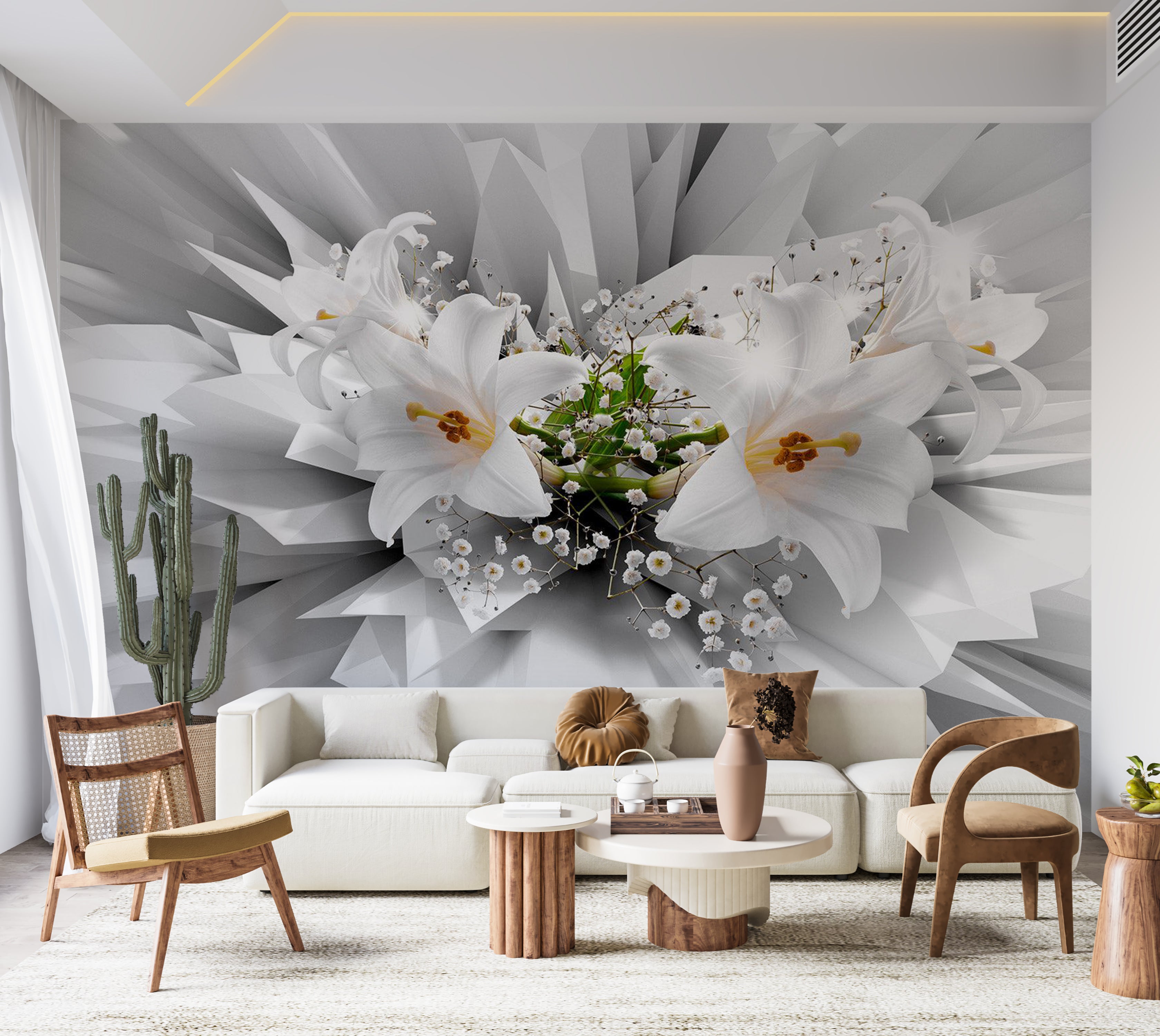 Floral Wallpaper Wall Mural - Floral Explosion 39"Wx27"H / Standard