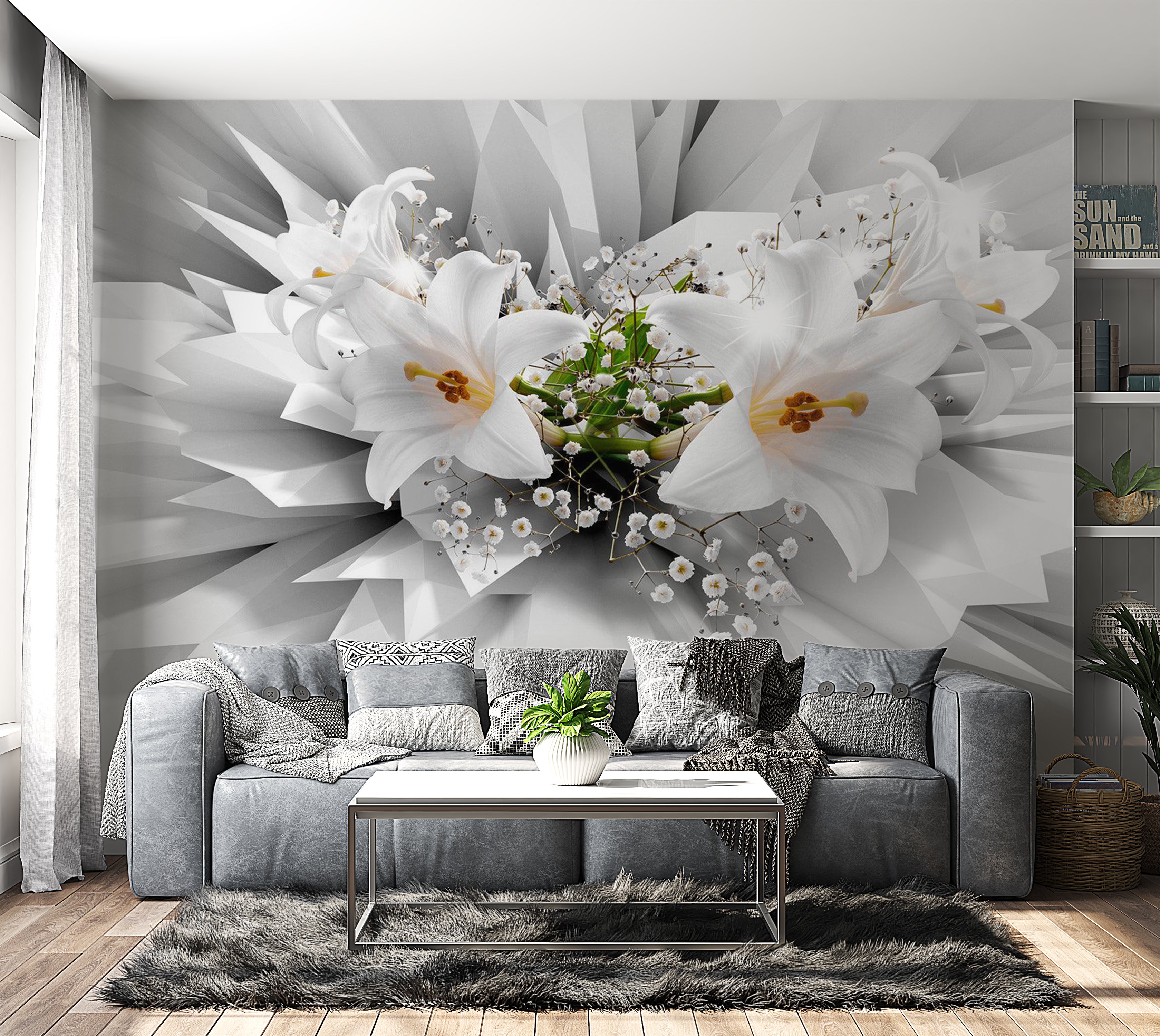 Floral Wallpaper Wall Mural - Floral Explosion 39"Wx27"H / Standard