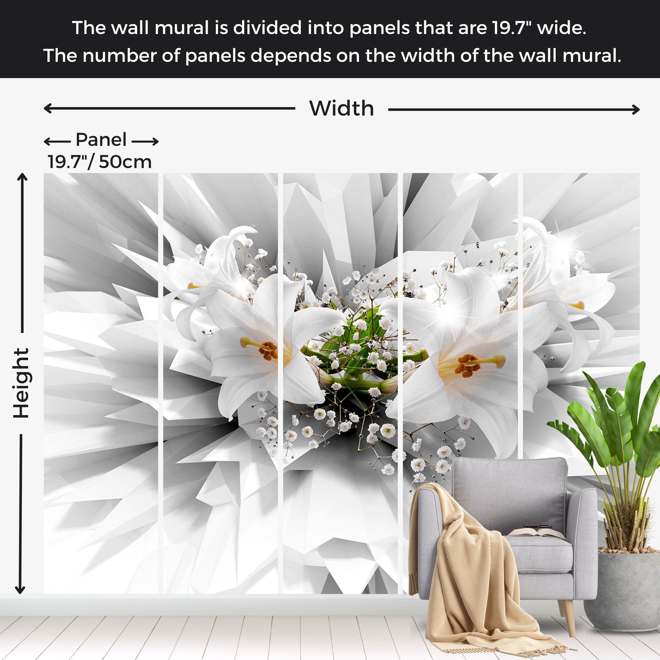 Floral Wallpaper Wall Mural - Floral Explosion 39"Wx27"H / Standard