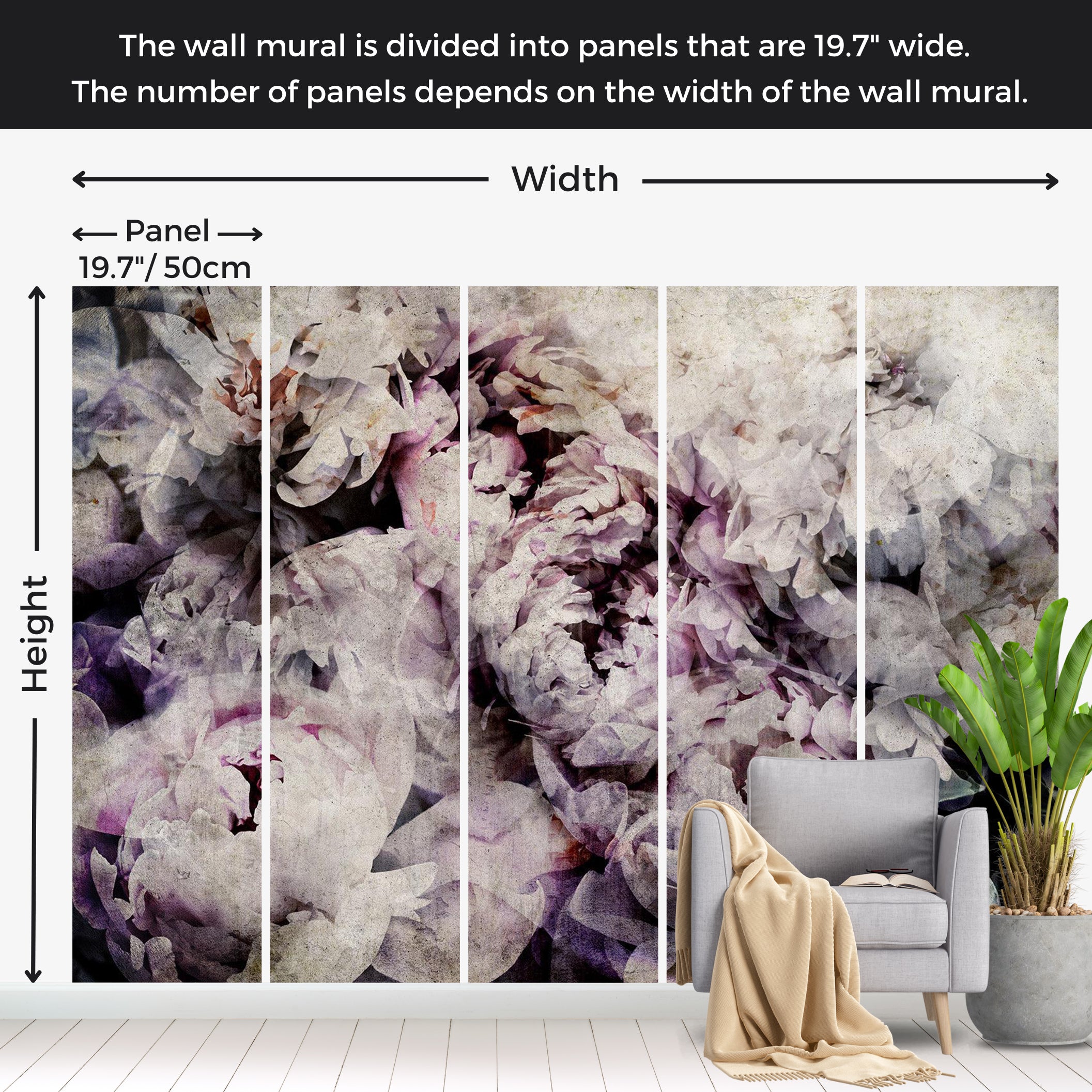 Floral Wallpaper Wall Mural - Home Flowerbed 39"Wx27"H / Standard