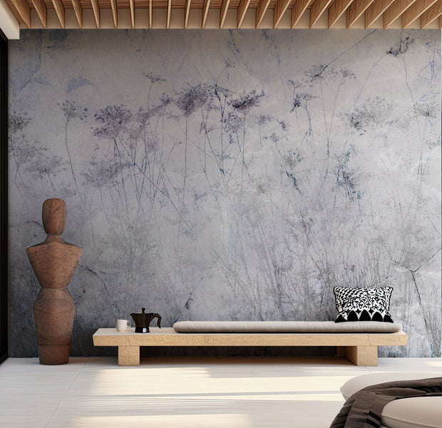 Floral Wallpaper Wall Mural - Indian Summer Grey 39"Wx27"H / Standard