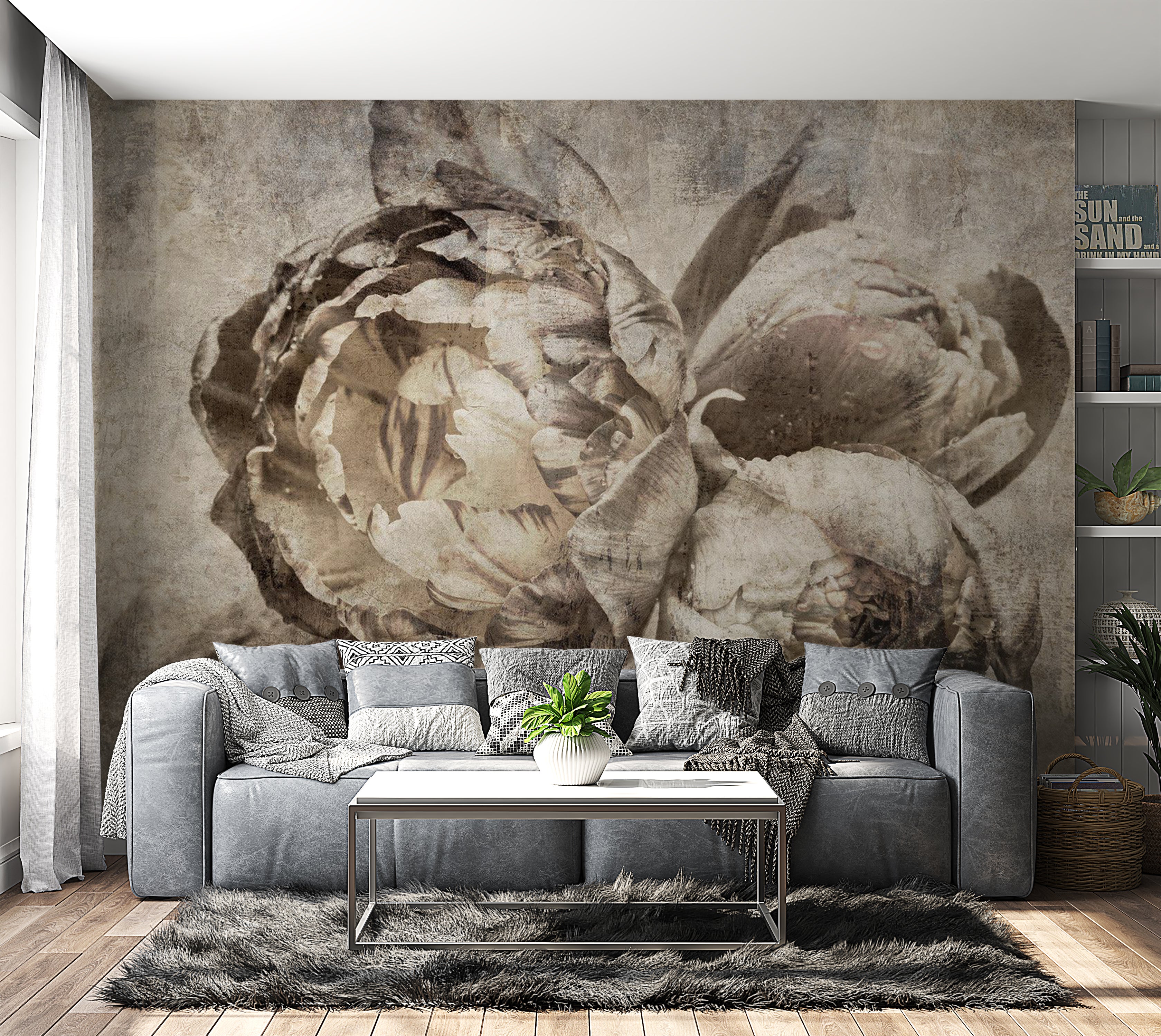 Floral Wallpaper Wall Mural - Industrial Bunch 39"Wx27"H / Standard