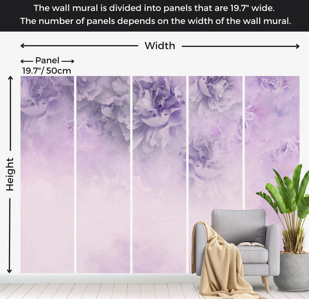 Floral Wallpaper Wall Mural - Light Purple Floral Composition 39"Wx27"H / Standard