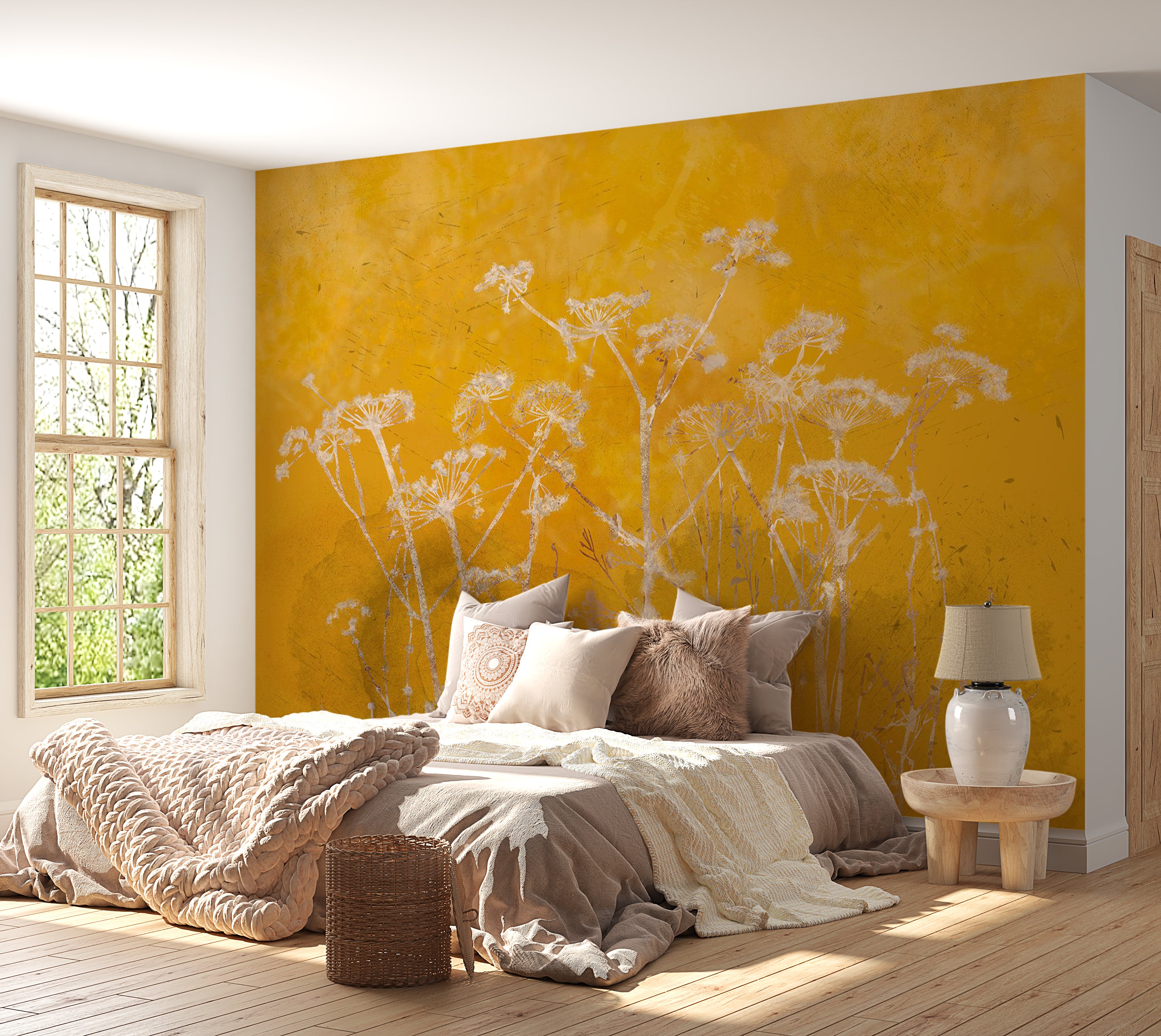 Floral Wallpaper Wall Mural - Meadow Bathed in The Sun 39"Wx27"H / Standard