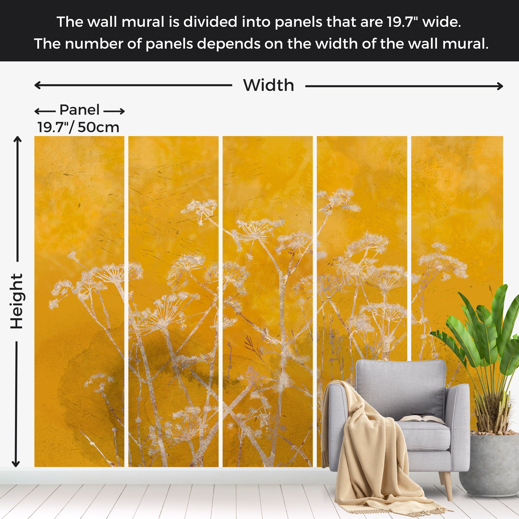 Floral Wallpaper Wall Mural - Meadow Bathed in The Sun 39"Wx27"H / Standard