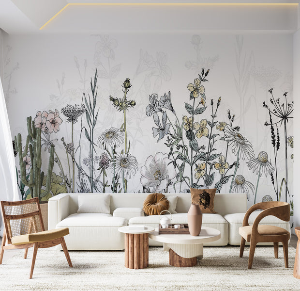 Floral Wallpaper Wall Mural - Meadow Of Memories 39"Wx27"H / Standard