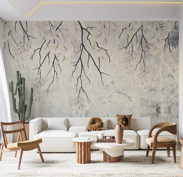 Floral Wallpaper Wall Mural - Mysterious Hanging Plants 39"Wx27"H / Standard