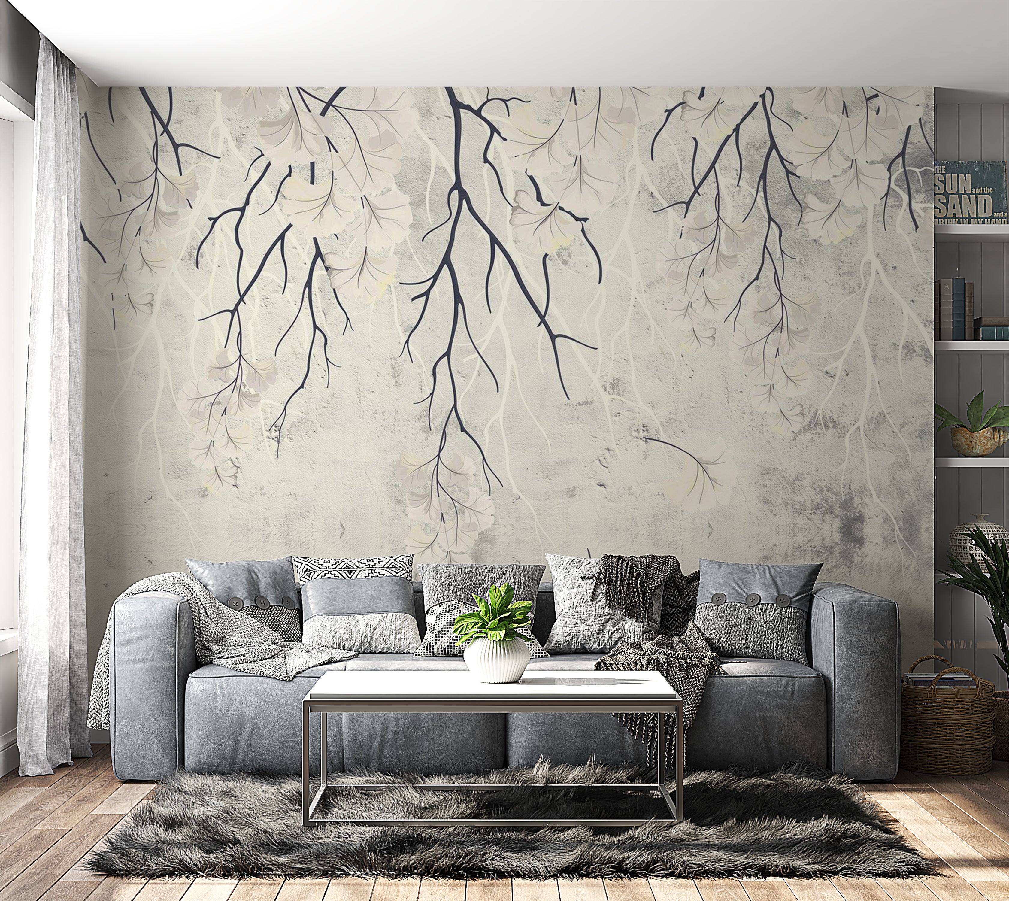 Floral Wallpaper Wall Mural - Mysterious Hanging Plants 39"Wx27"H / Standard