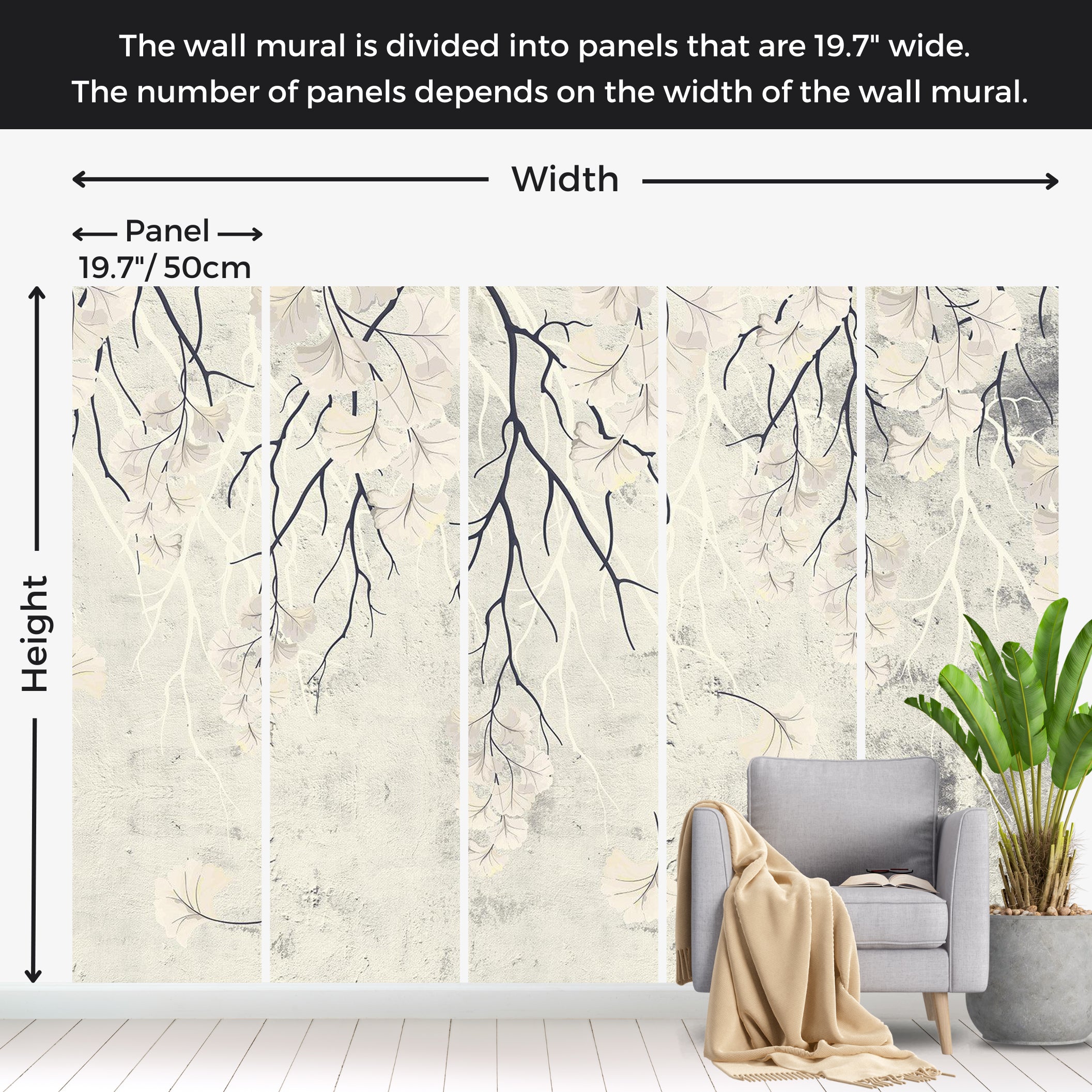 Floral Wallpaper Wall Mural - Mysterious Hanging Plants 39"Wx27"H / Standard