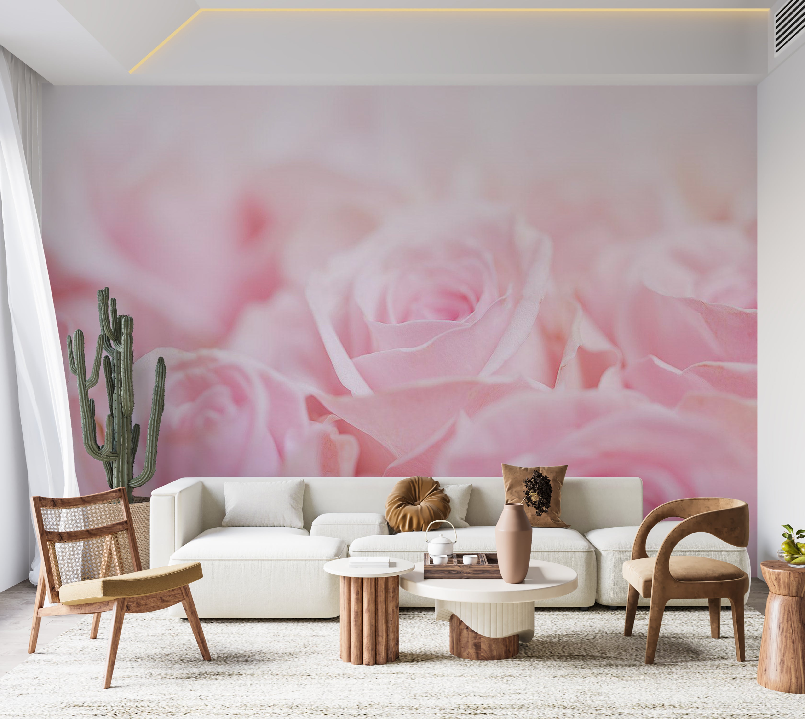 Floral Wallpaper Wall Mural - Ocean of Roses 39"Wx27"H / Standard