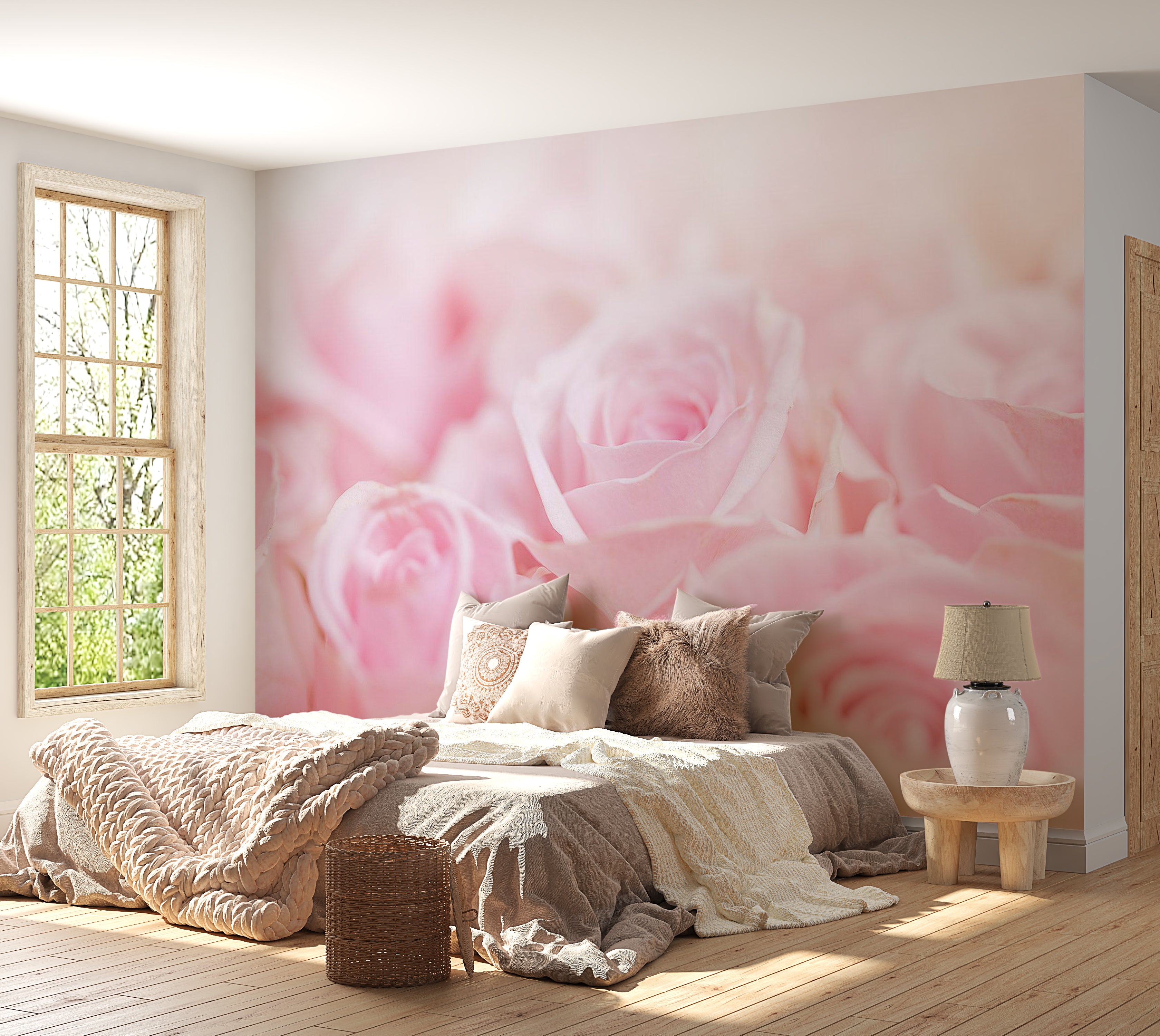 Floral Wallpaper Wall Mural - Ocean of Roses 39"Wx27"H / Standard