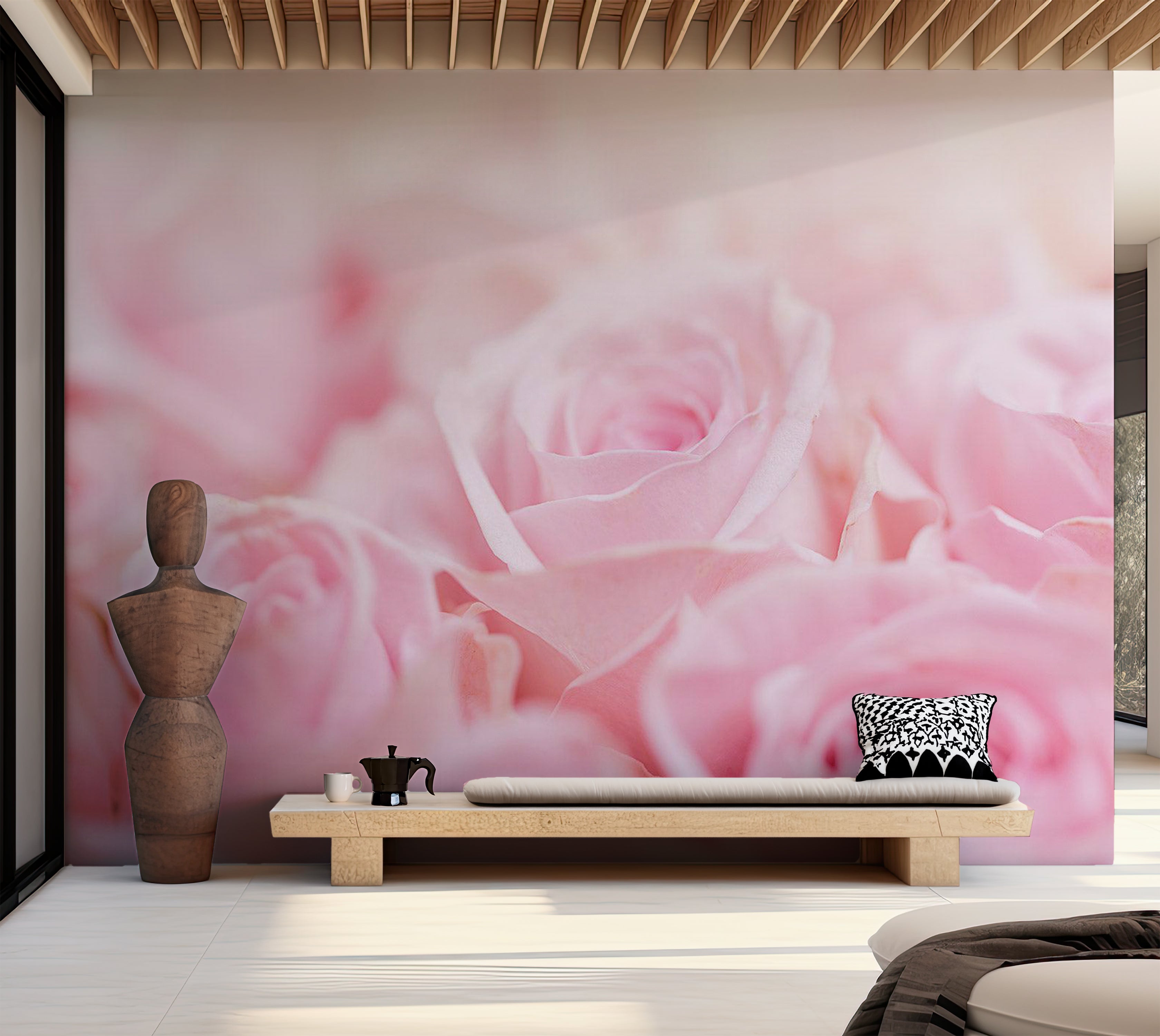 Floral Wallpaper Wall Mural - Ocean of Roses 39"Wx27"H / Standard