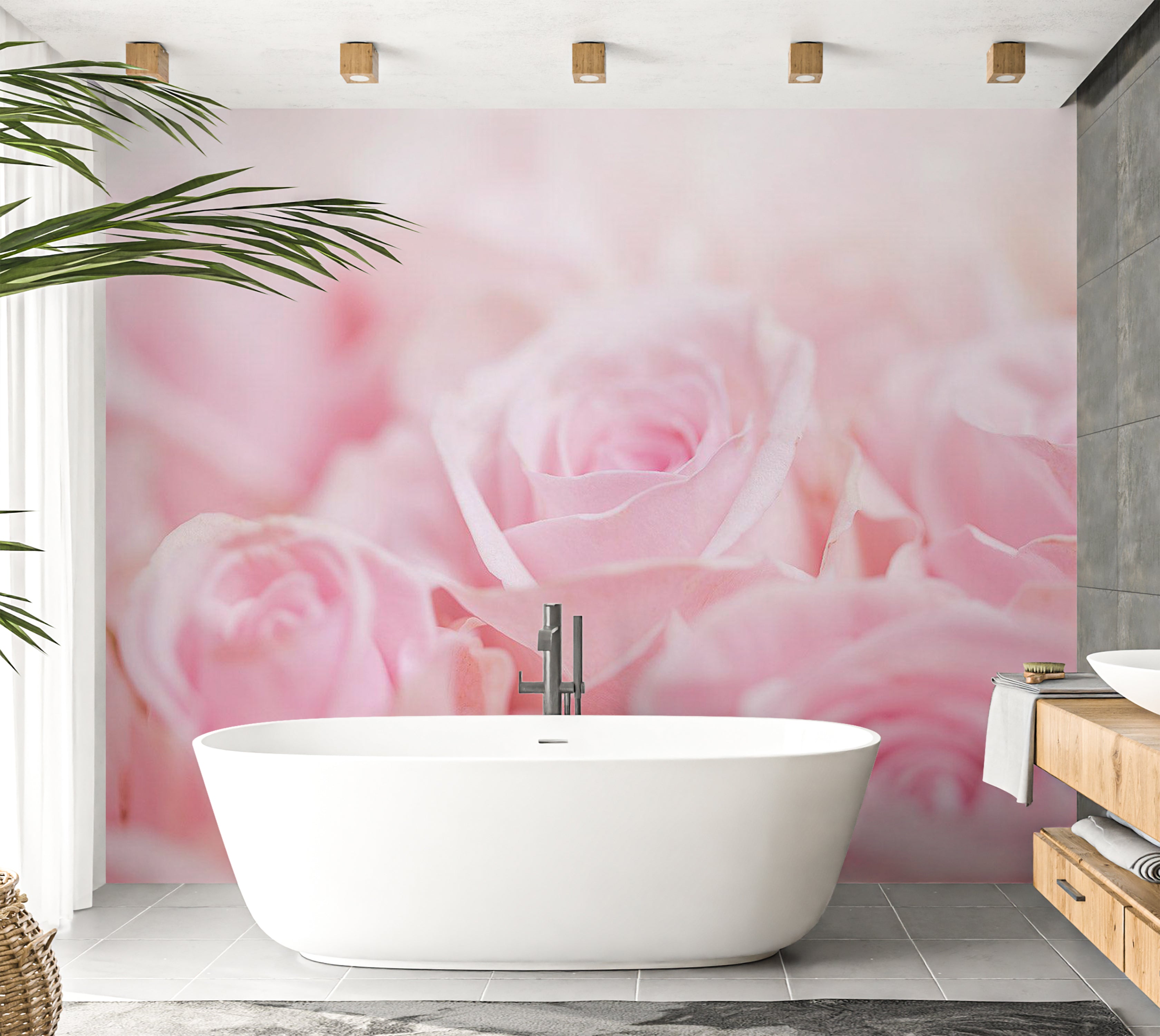 Floral Wallpaper Wall Mural - Ocean of Roses 39"Wx27"H / Standard