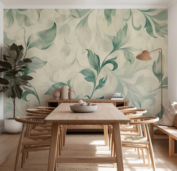 Floral Wallpaper Wall Mural - Watercolor Botanical Motif 39"Wx27"H / Standard