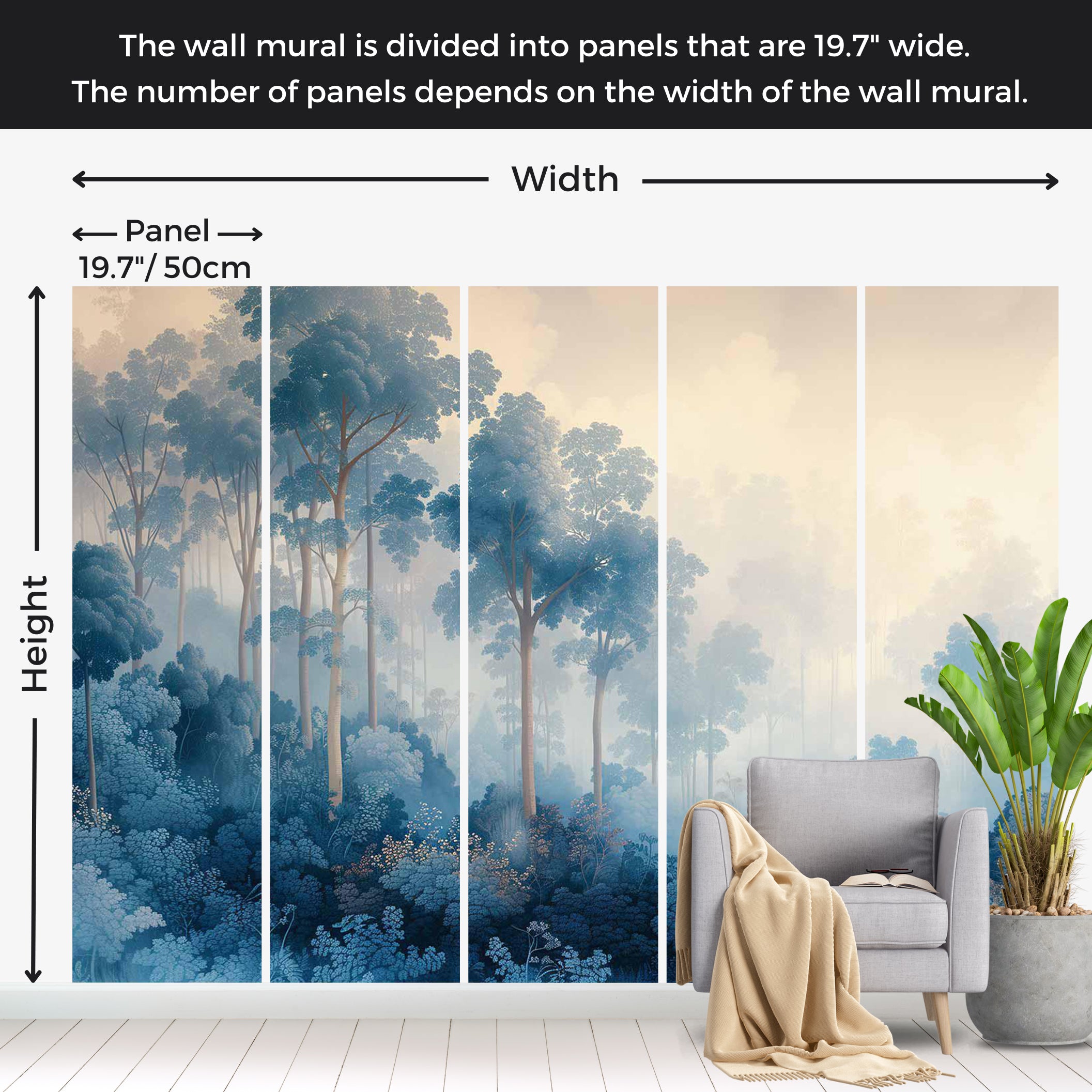 Kids Wallpaper Wall Mural - Fairy-Tale Blue Forest 39"Wx27"H / Standard