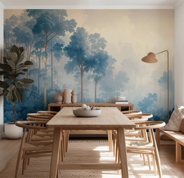 Kids Wallpaper Wall Mural - Fairy-Tale Blue Forest 39"Wx27"H / Standard