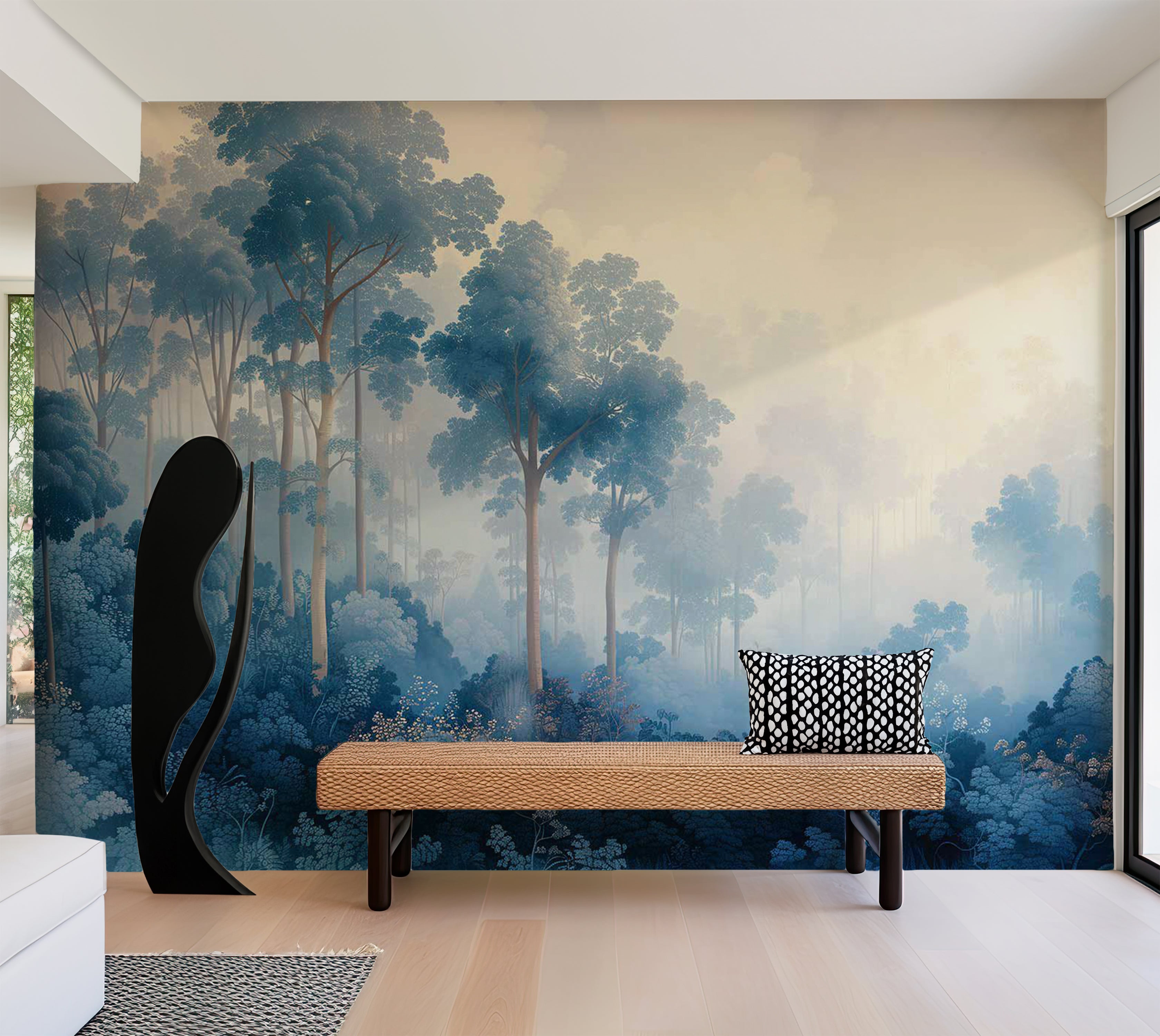 Kids Wallpaper Wall Mural - Fairy-Tale Blue Forest 39"Wx27"H / Standard