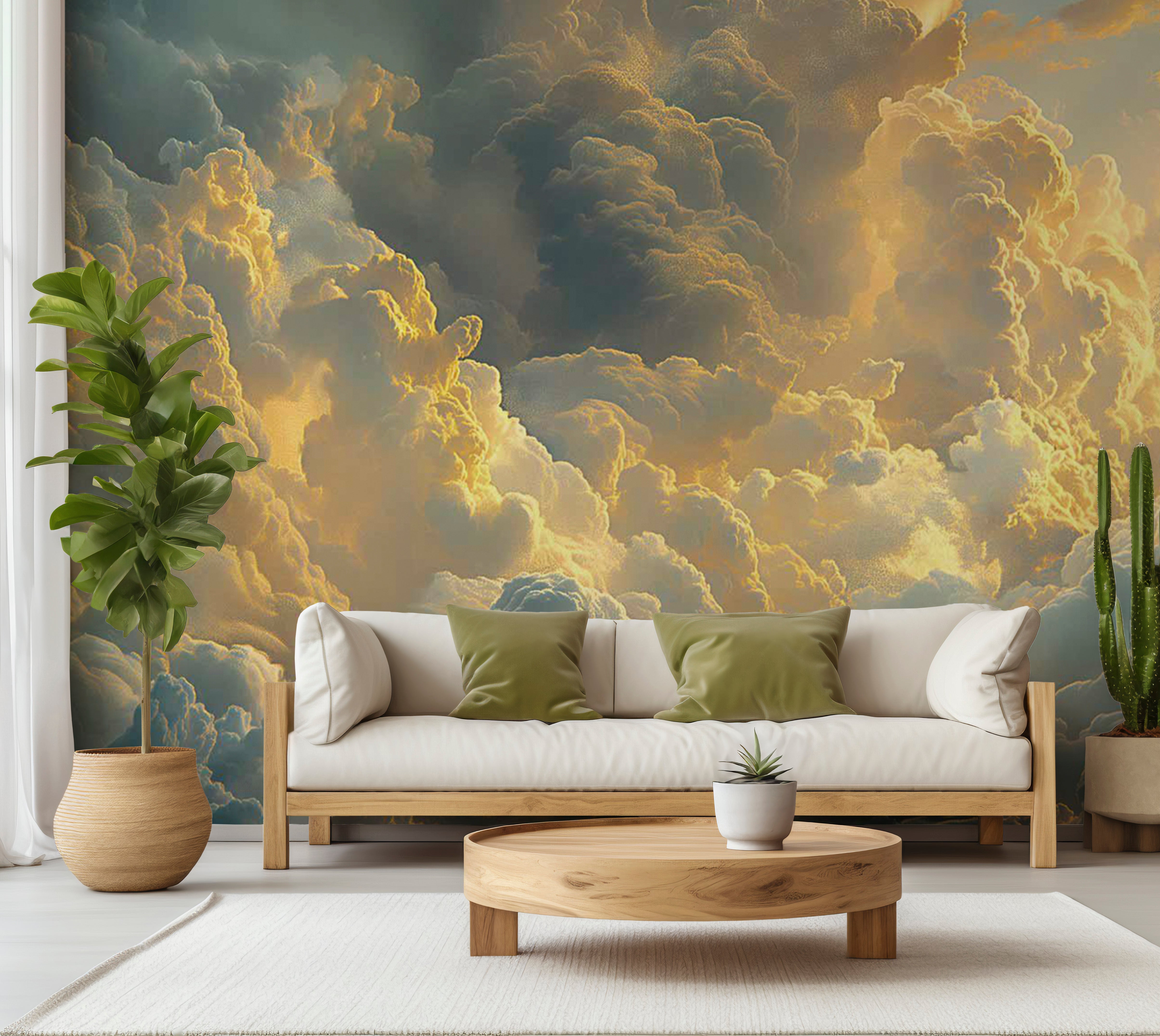 Landscape Wallpaper Wall Mural - Clouds Evening Glow 39"Wx27"H / Standard