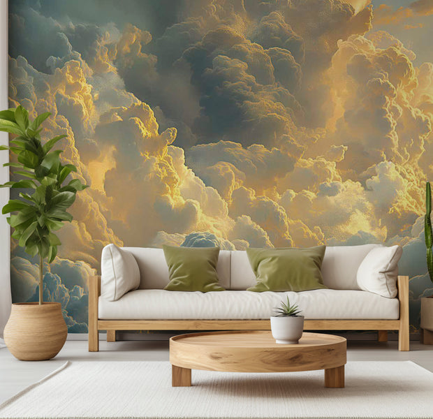 Landscape Wallpaper Wall Mural - Clouds Evening Glow 39"Wx27"H / Standard