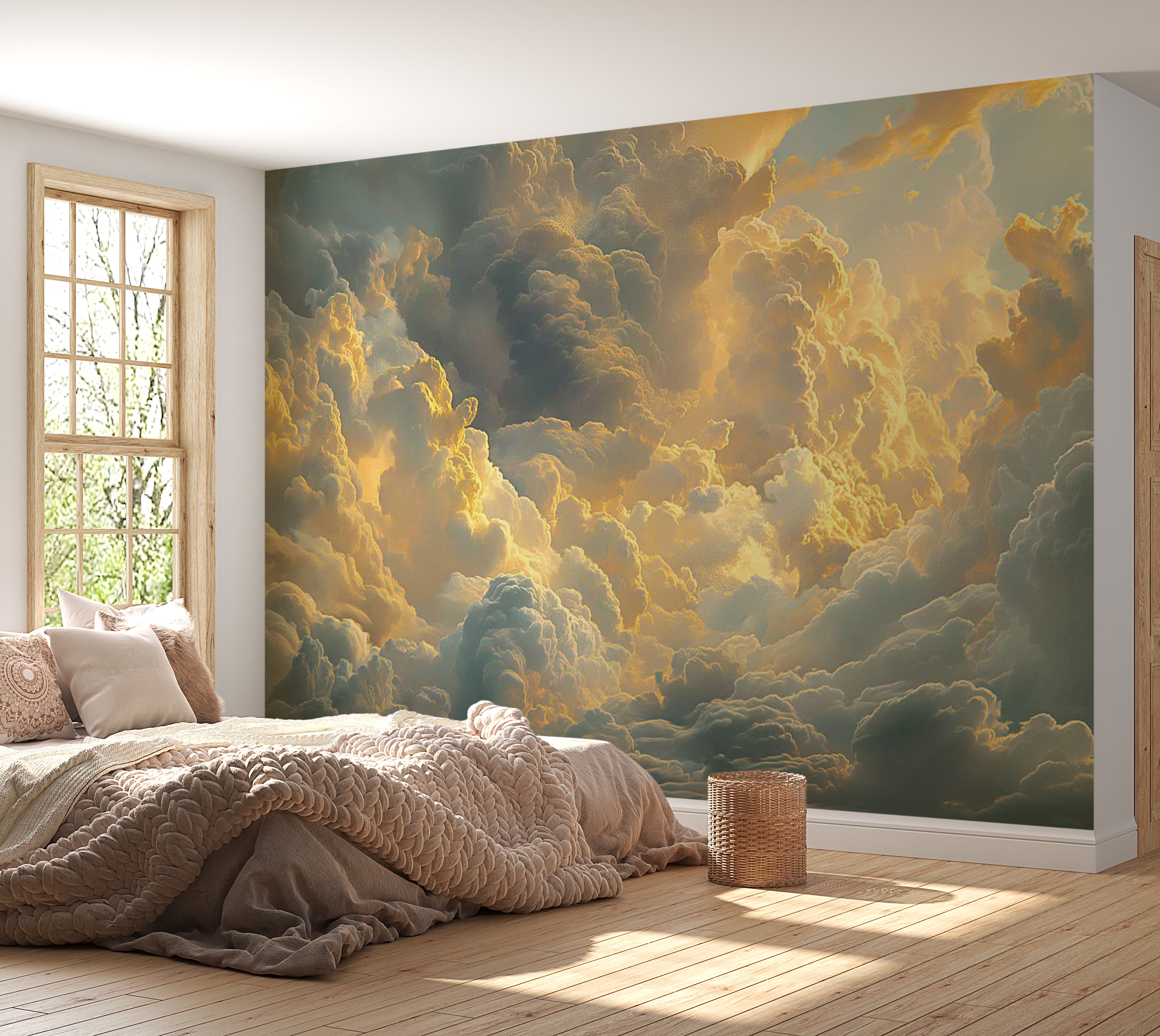 Landscape Wallpaper Wall Mural - Clouds Evening Glow 39"Wx27"H / Standard