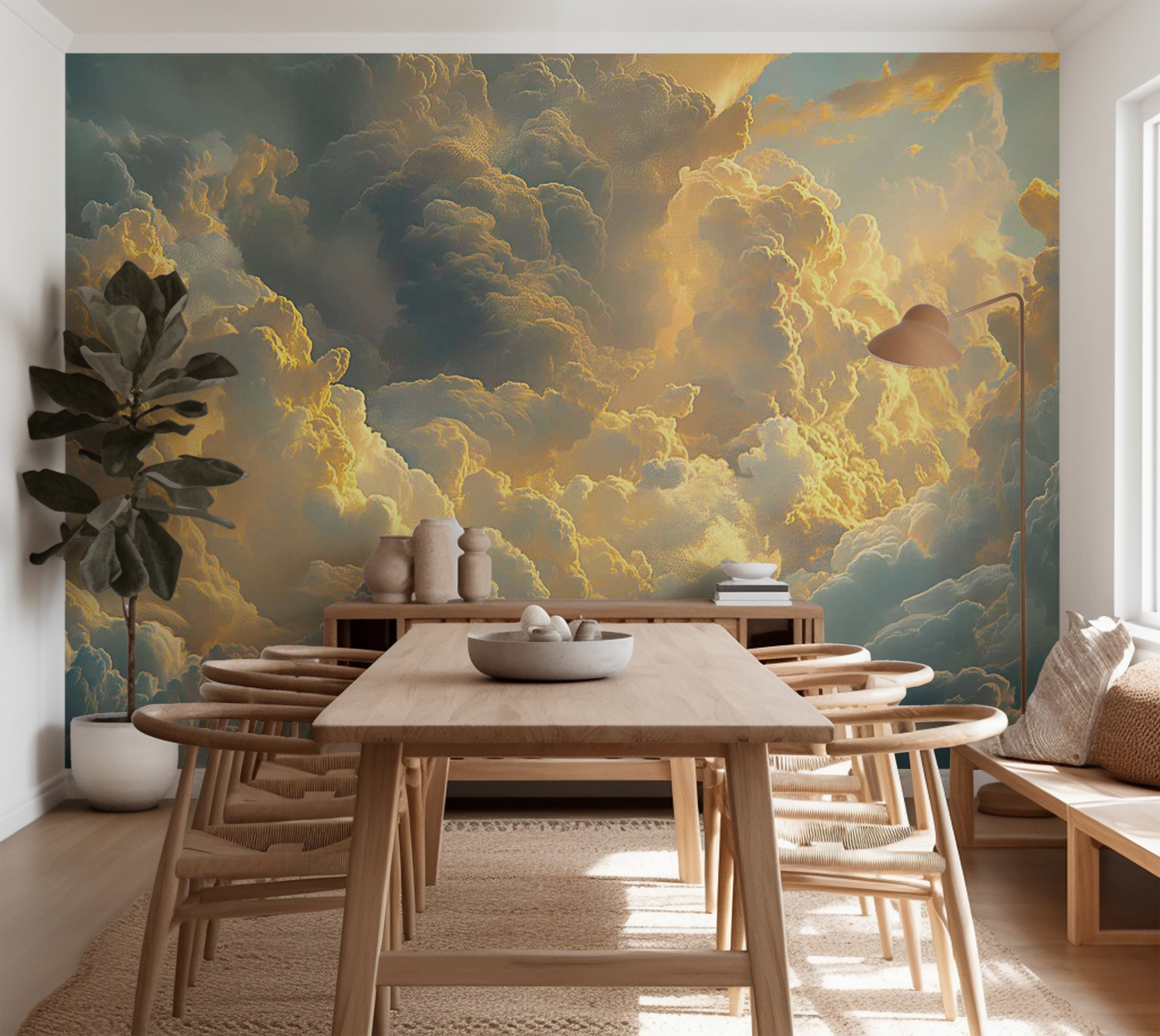 Landscape Wallpaper Wall Mural - Clouds Evening Glow 39"Wx27"H / Standard