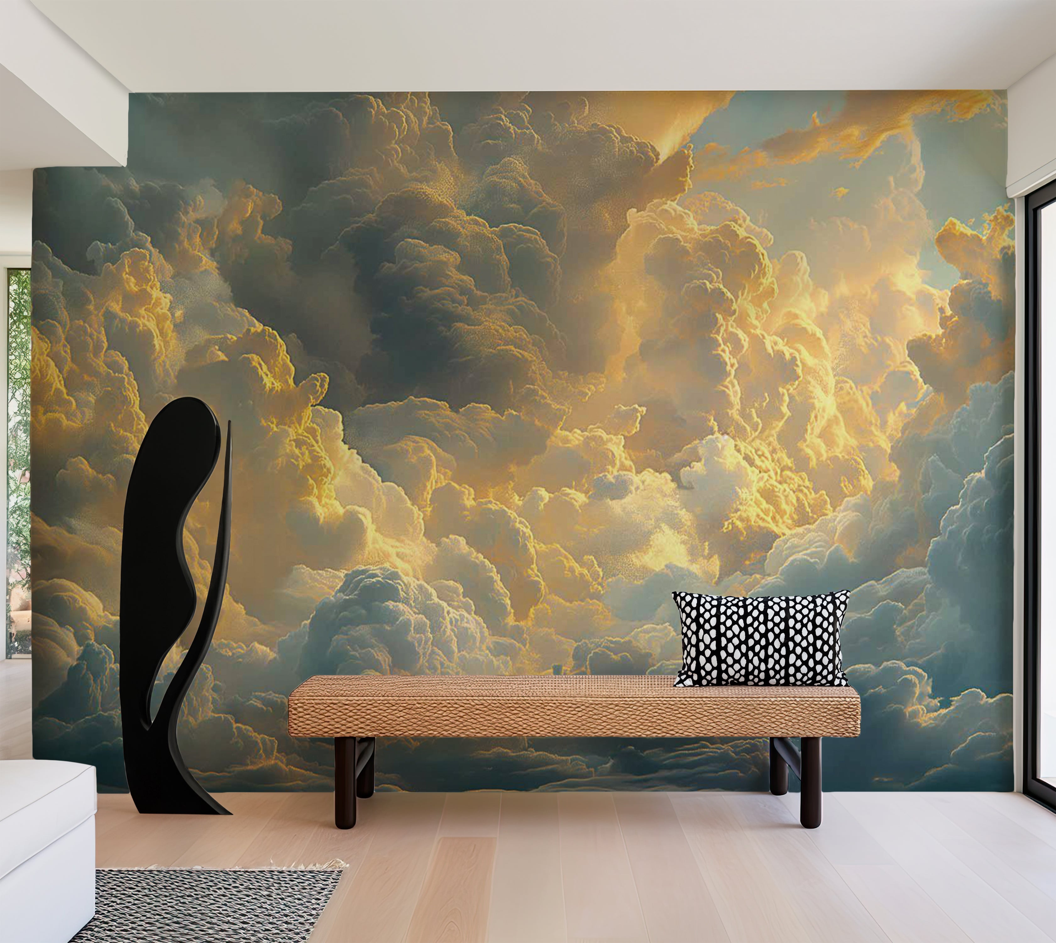 Landscape Wallpaper Wall Mural - Clouds Evening Glow 39"Wx27"H / Standard