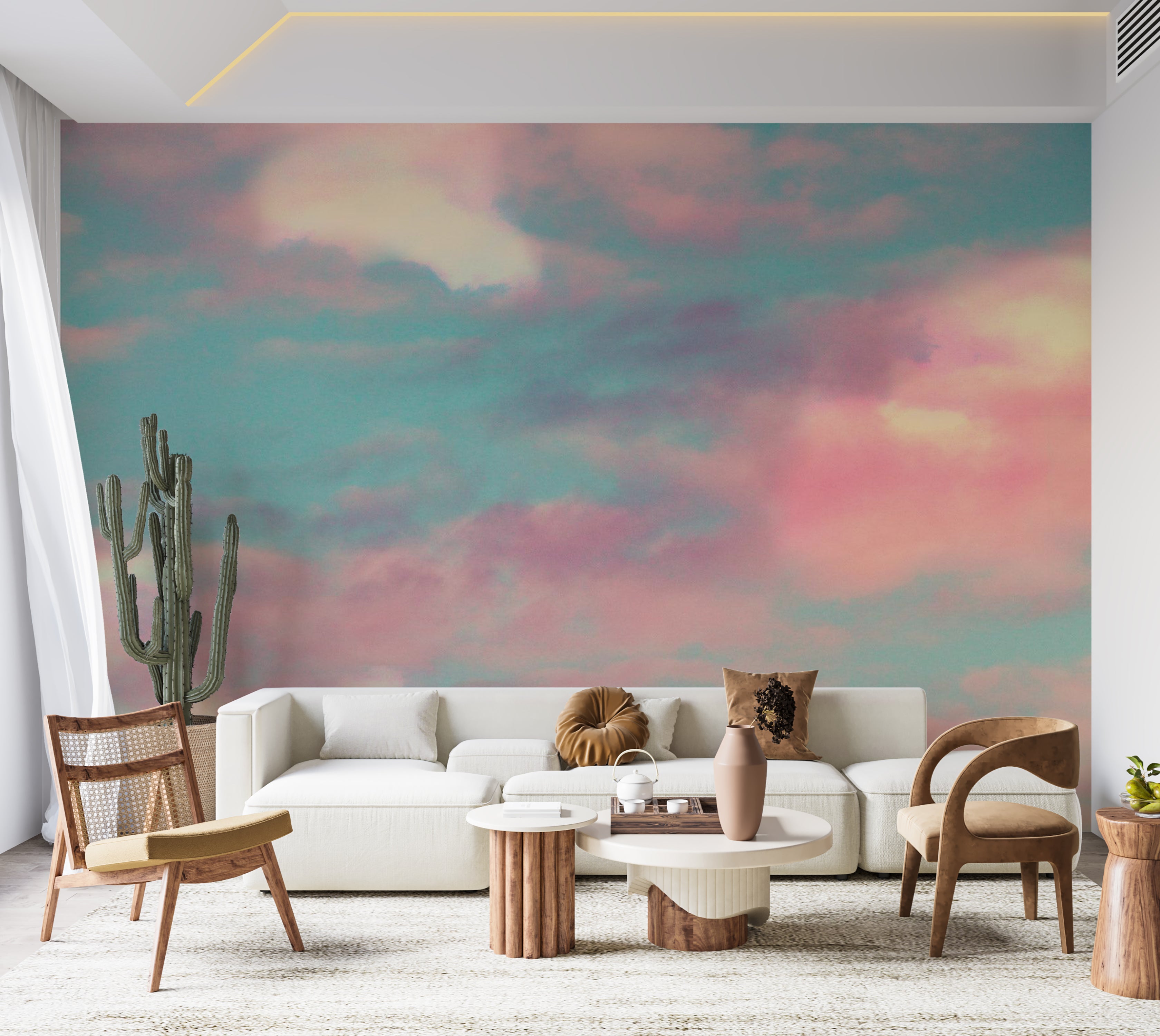 Landscape Wallpaper Wall Mural - Fire Clouds 39"Wx27"H / Standard