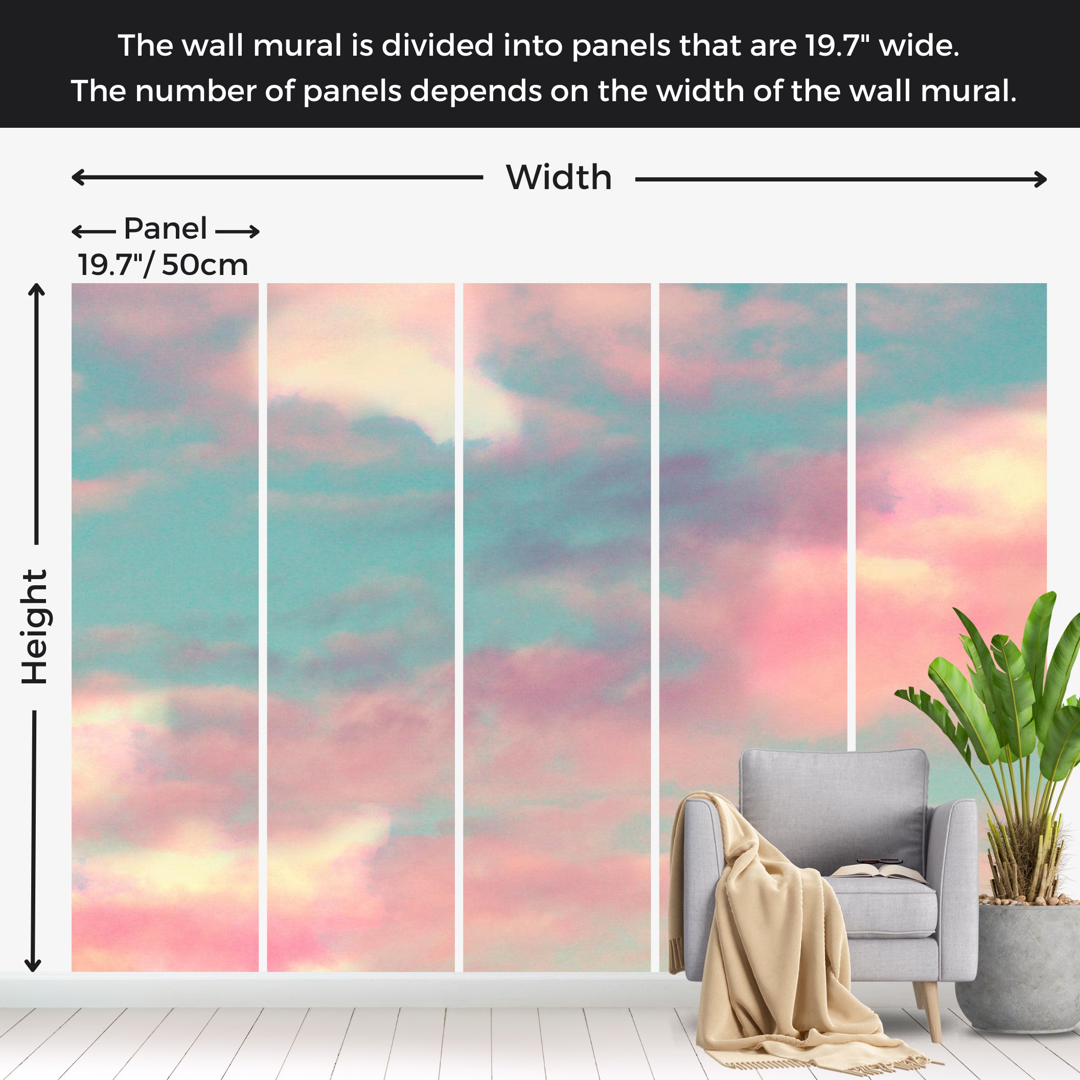 Landscape Wallpaper Wall Mural - Fire Clouds 39"Wx27"H / Standard