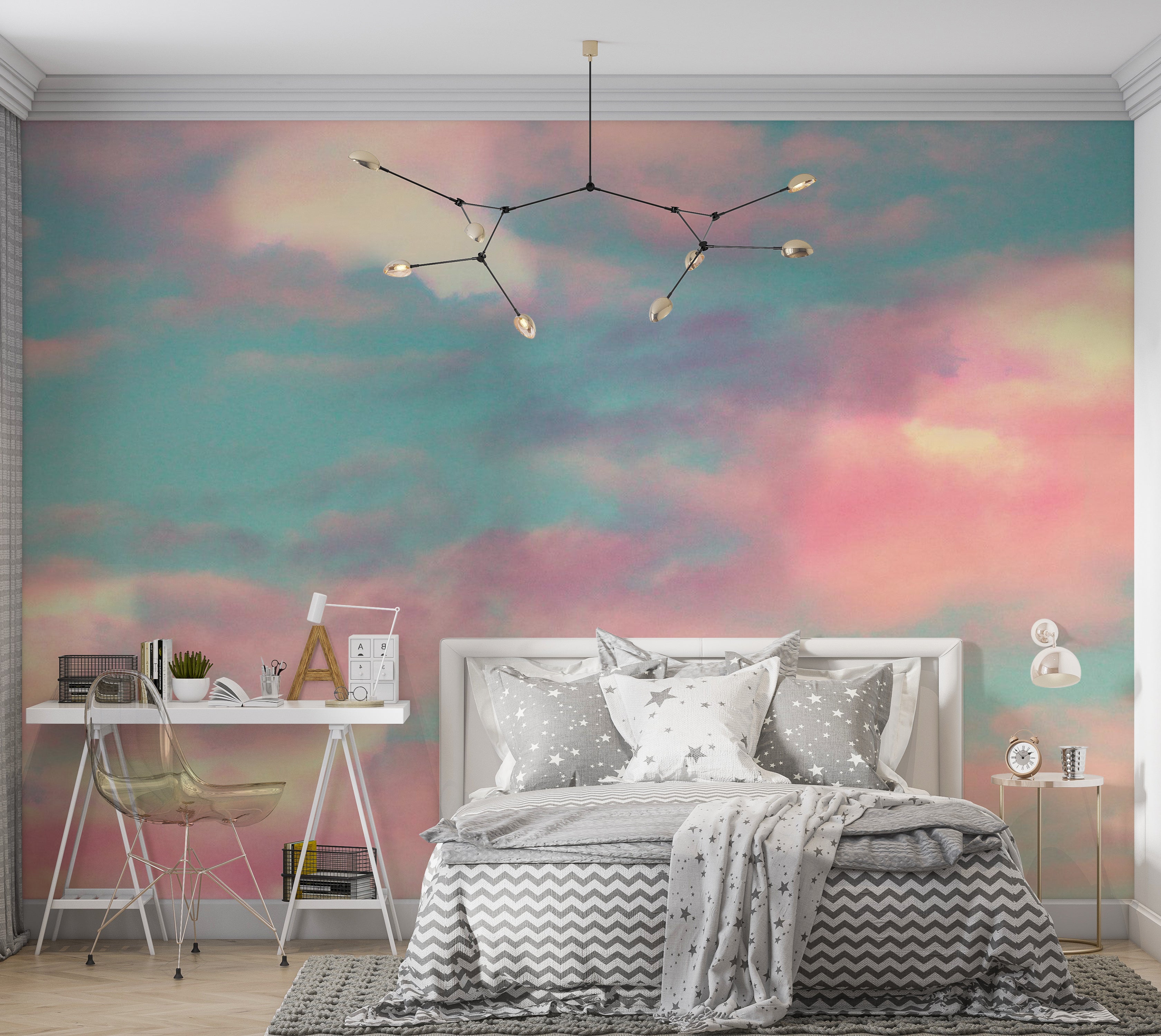 Landscape Wallpaper Wall Mural - Fire Clouds 39"Wx27"H / Standard