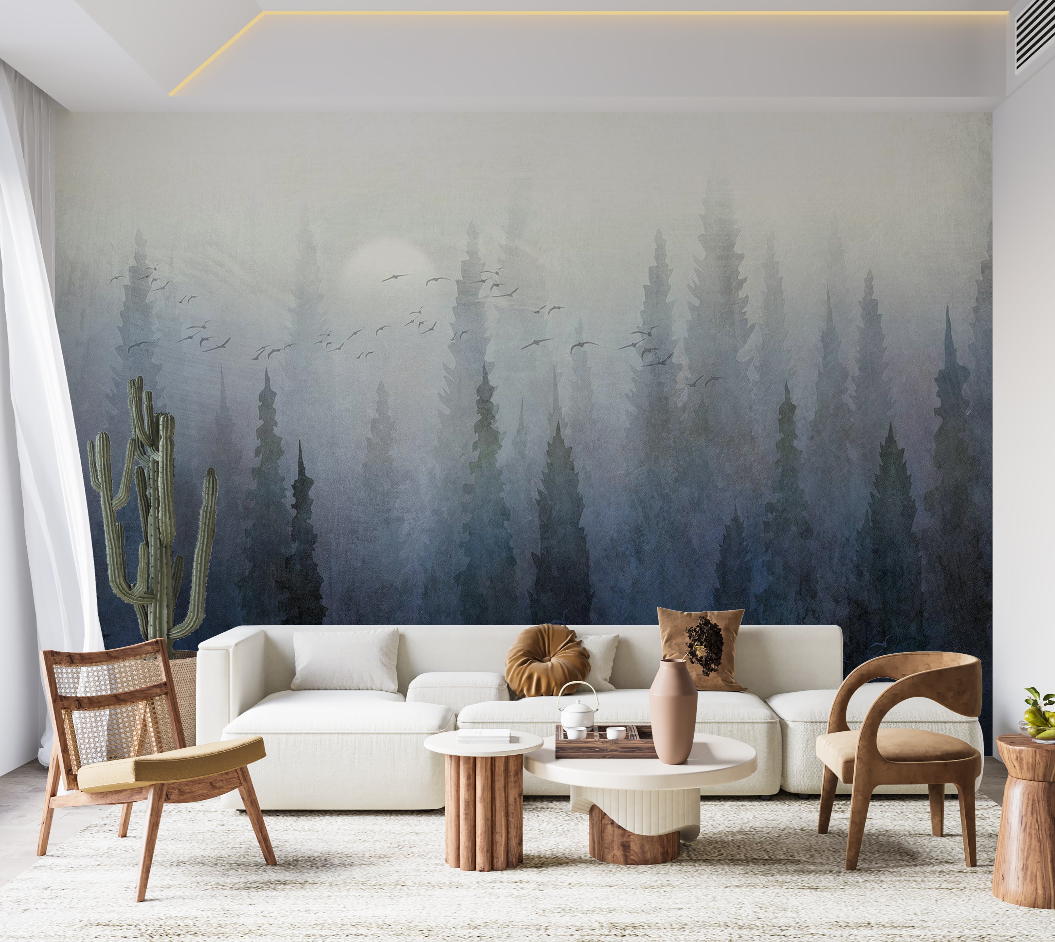 Landscape Wallpaper Wall Mural - Flight Over the Forest 39"Wx27"H / Standard