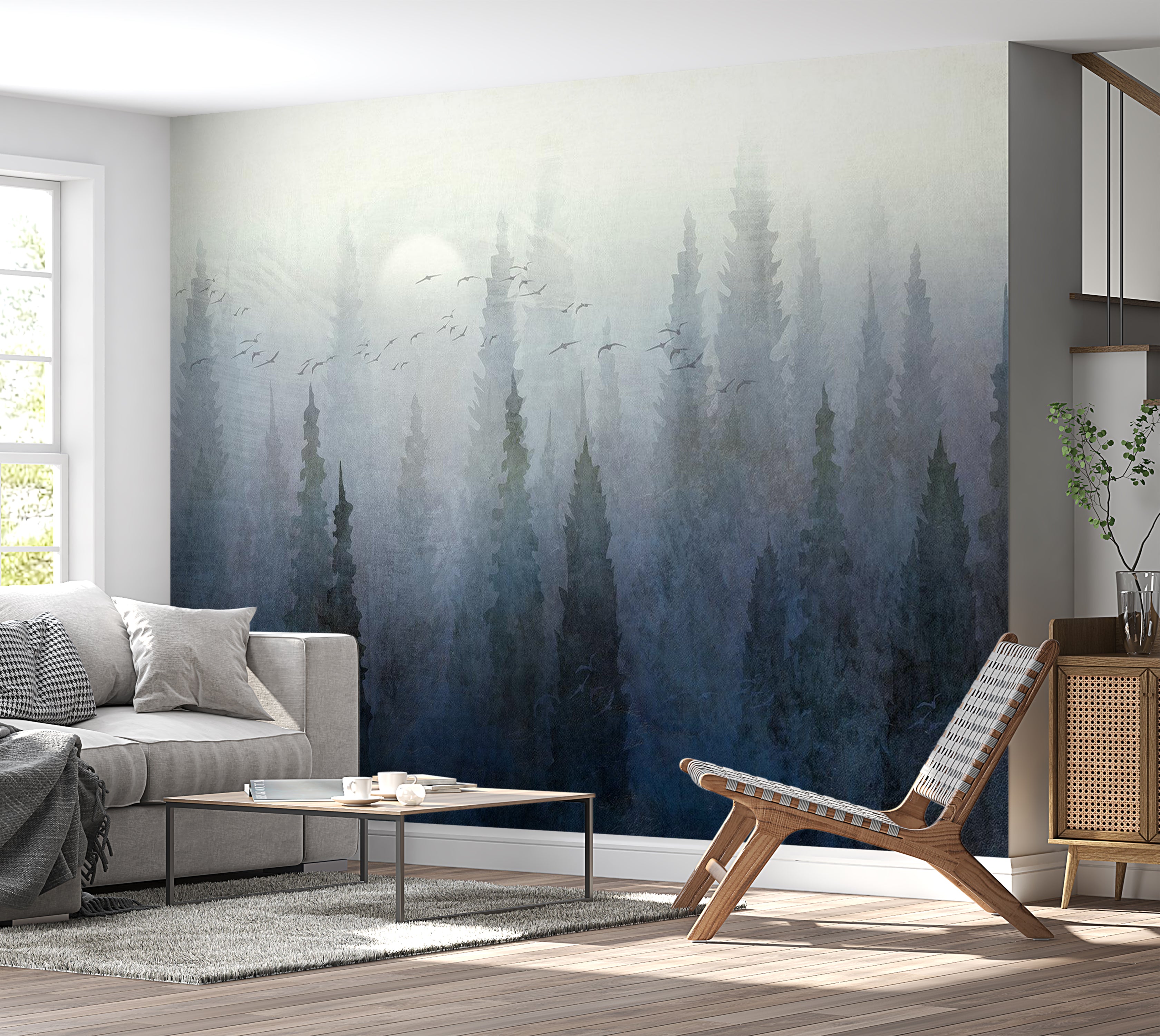 Landscape Wallpaper Wall Mural - Flight Over the Forest 39"Wx27"H / Standard