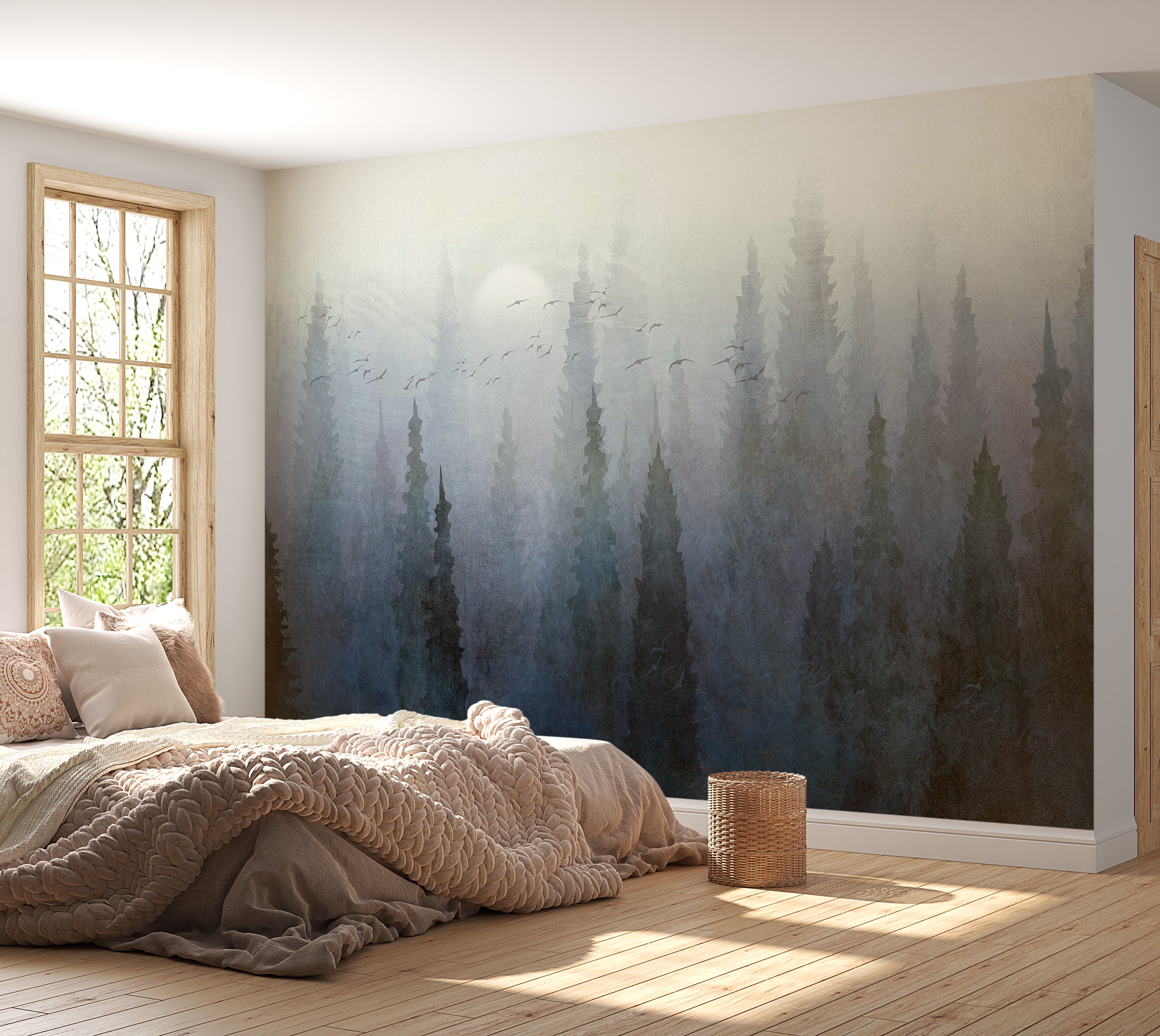 Landscape Wallpaper Wall Mural - Flight Over the Forest 39"Wx27"H / Standard