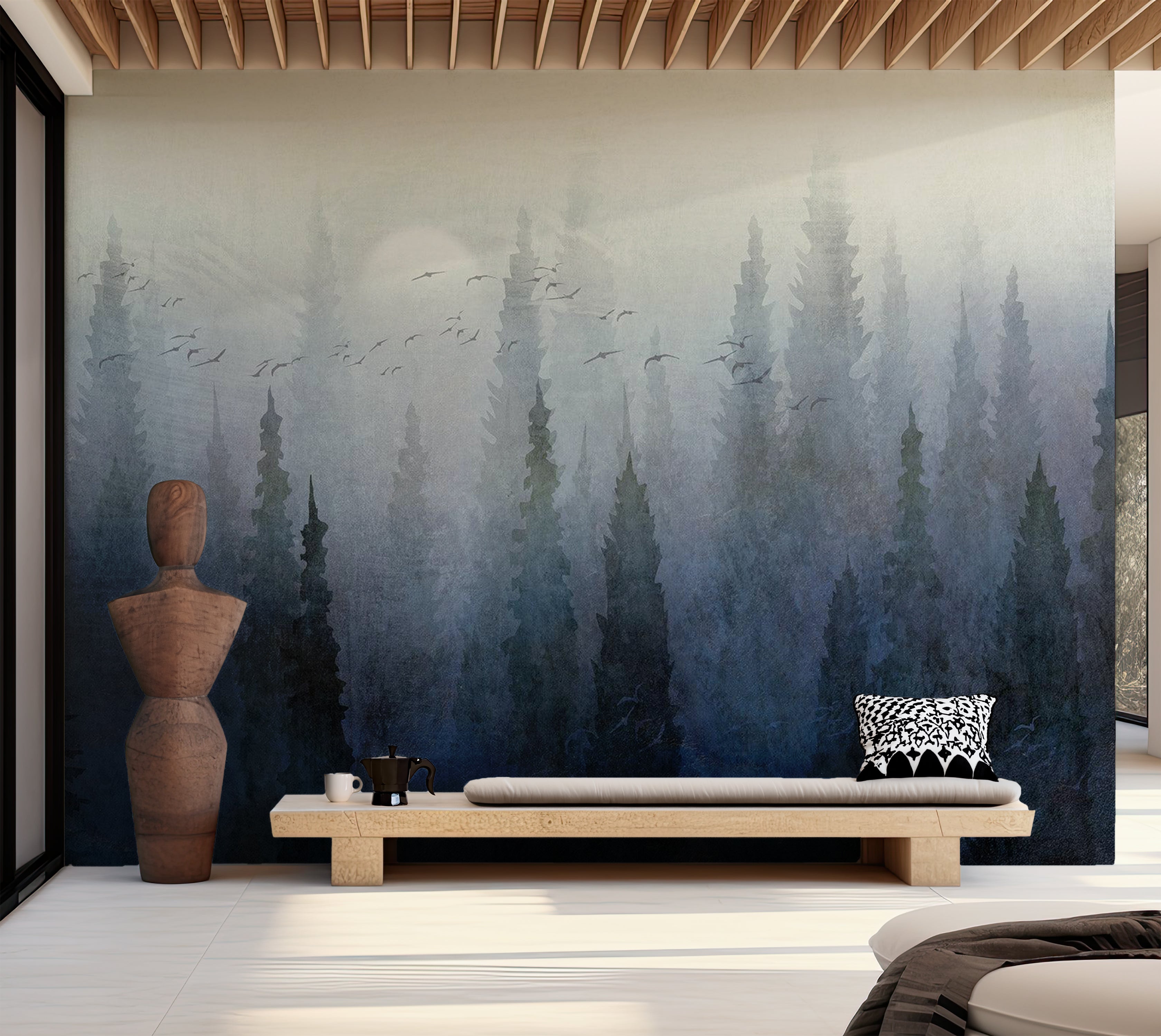 Landscape Wallpaper Wall Mural - Flight Over the Forest 39"Wx27"H / Standard