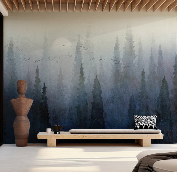 Landscape Wallpaper Wall Mural - Flight Over the Forest 39"Wx27"H / Standard