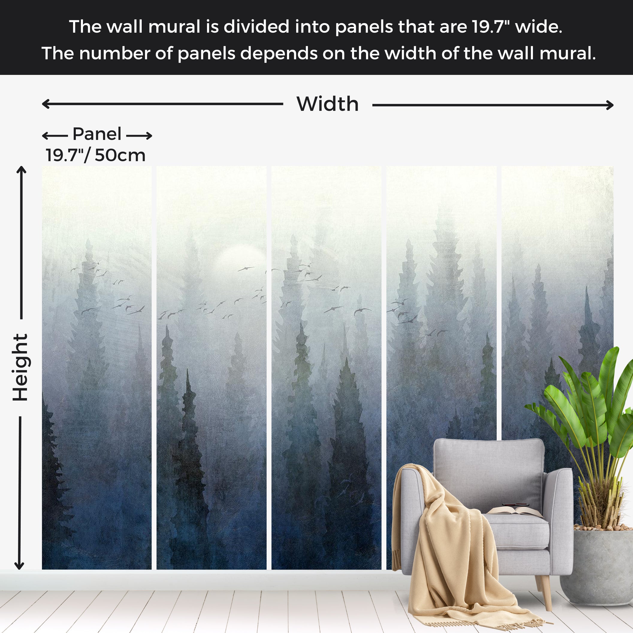 Landscape Wallpaper Wall Mural - Flight Over the Forest 39"Wx27"H / Standard