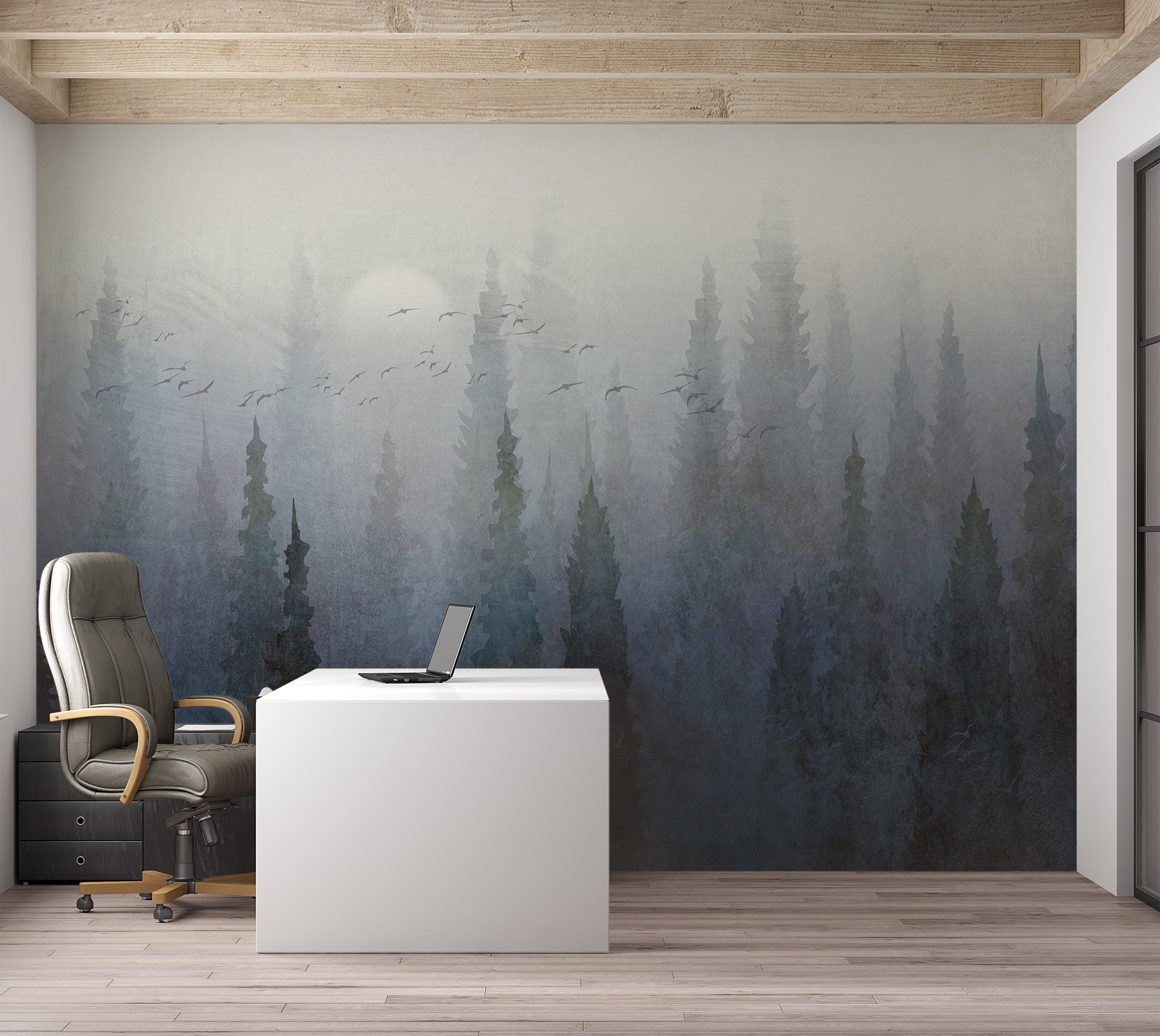 Landscape Wallpaper Wall Mural - Flight Over the Forest 39"Wx27"H / Standard