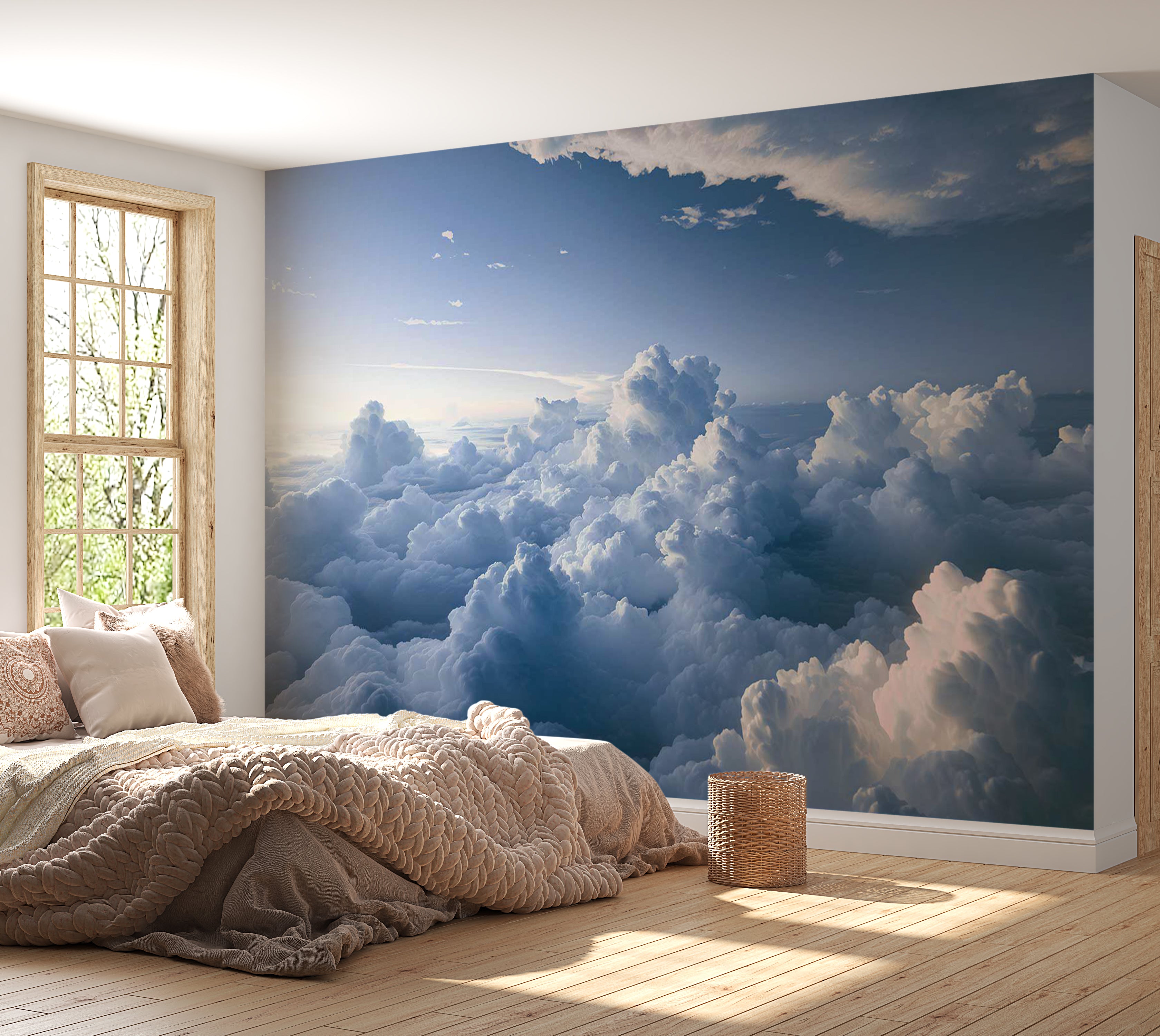 Landscape Wallpaper Wall Mural - Fluffy Cloud Formations 39"Wx27"H / Standard