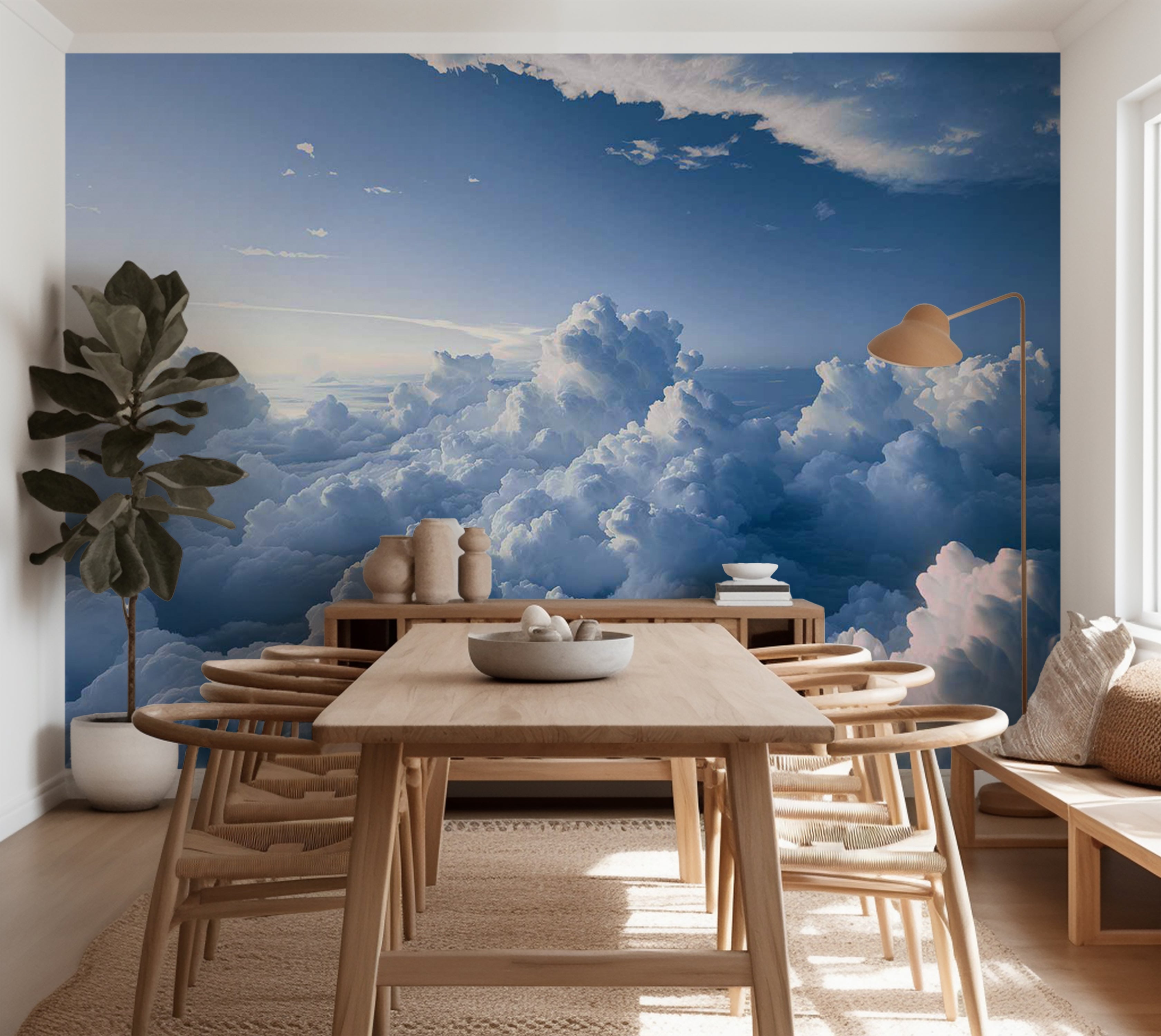 Landscape Wallpaper Wall Mural - Fluffy Cloud Formations 39"Wx27"H / Standard