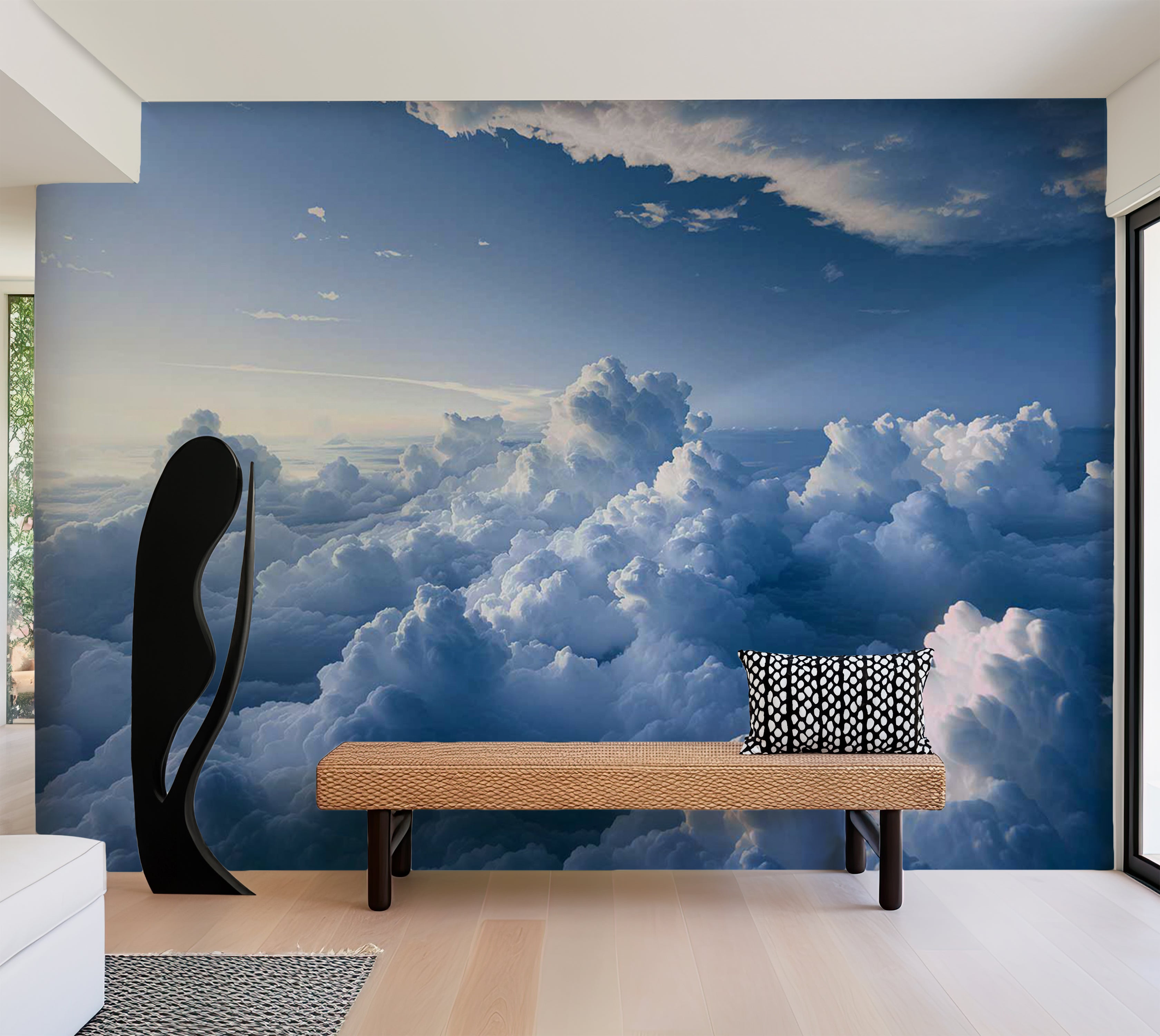 Landscape Wallpaper Wall Mural - Fluffy Cloud Formations 39"Wx27"H / Standard