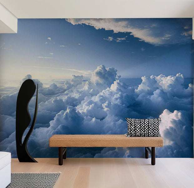 Landscape Wallpaper Wall Mural - Fluffy Cloud Formations 39"Wx27"H / Standard