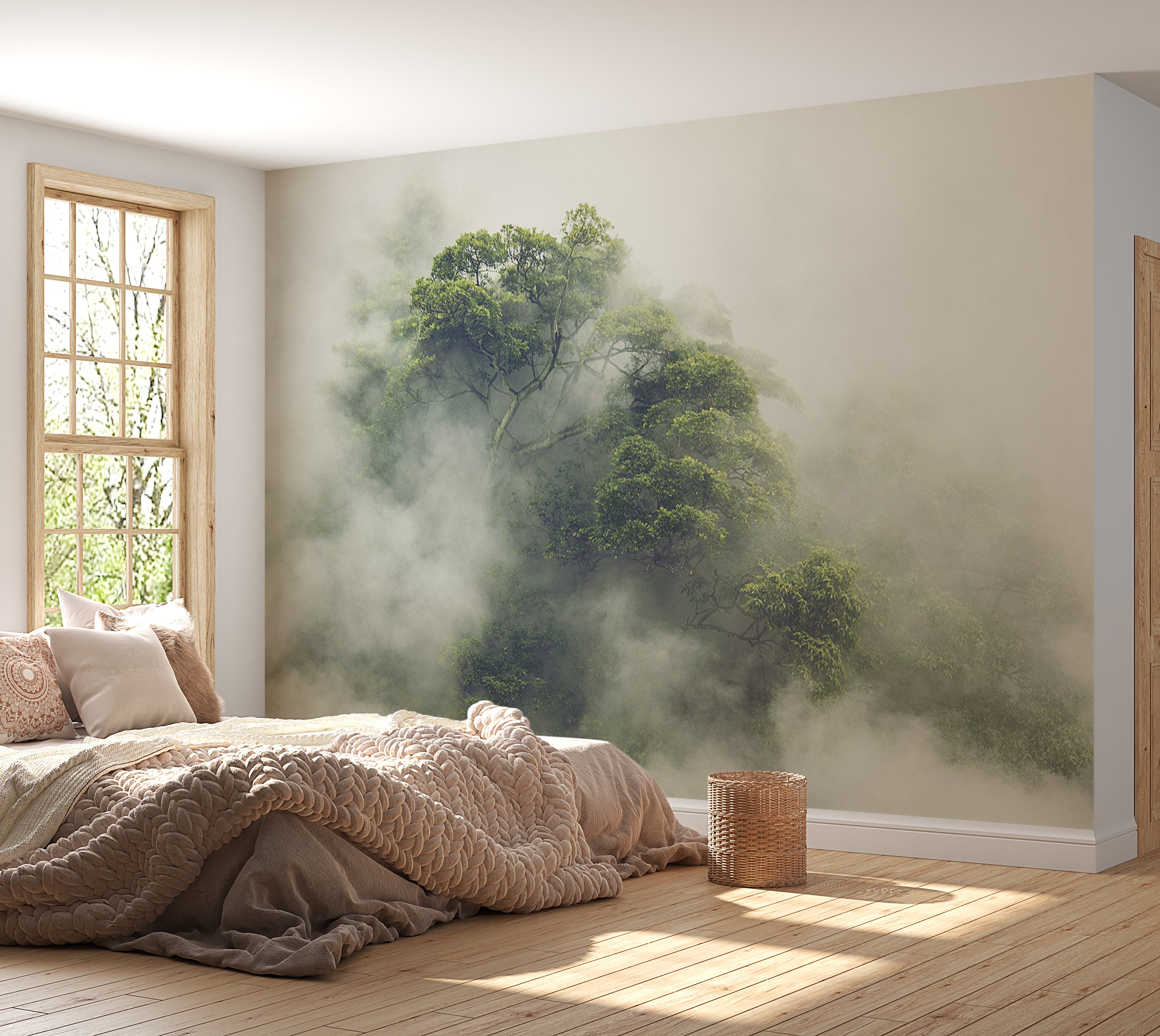 Landscape Wallpaper Wall Mural - Foggy Nature 39"Wx27"H / Standard