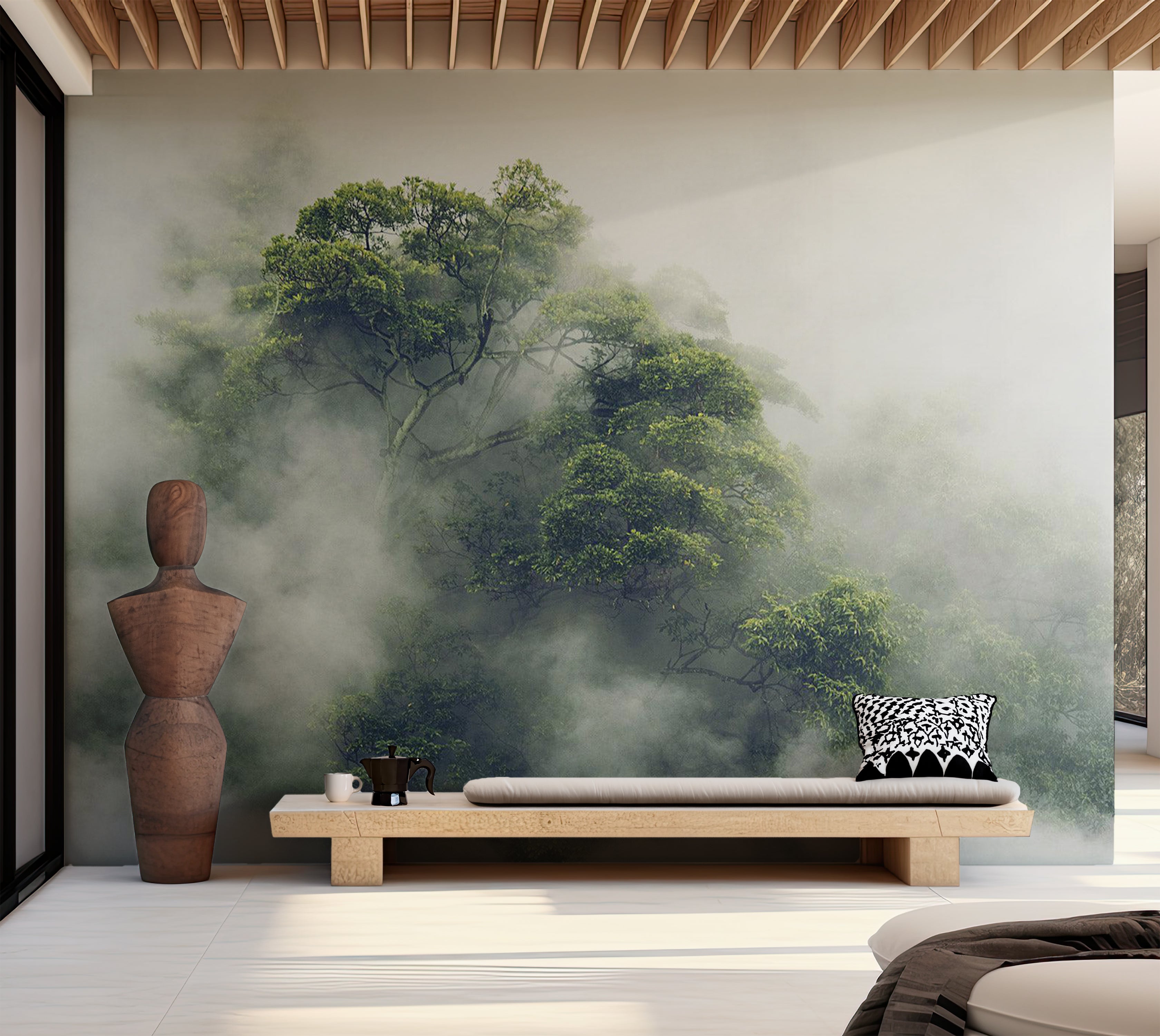 Landscape Wallpaper Wall Mural - Foggy Nature 39"Wx27"H / Standard