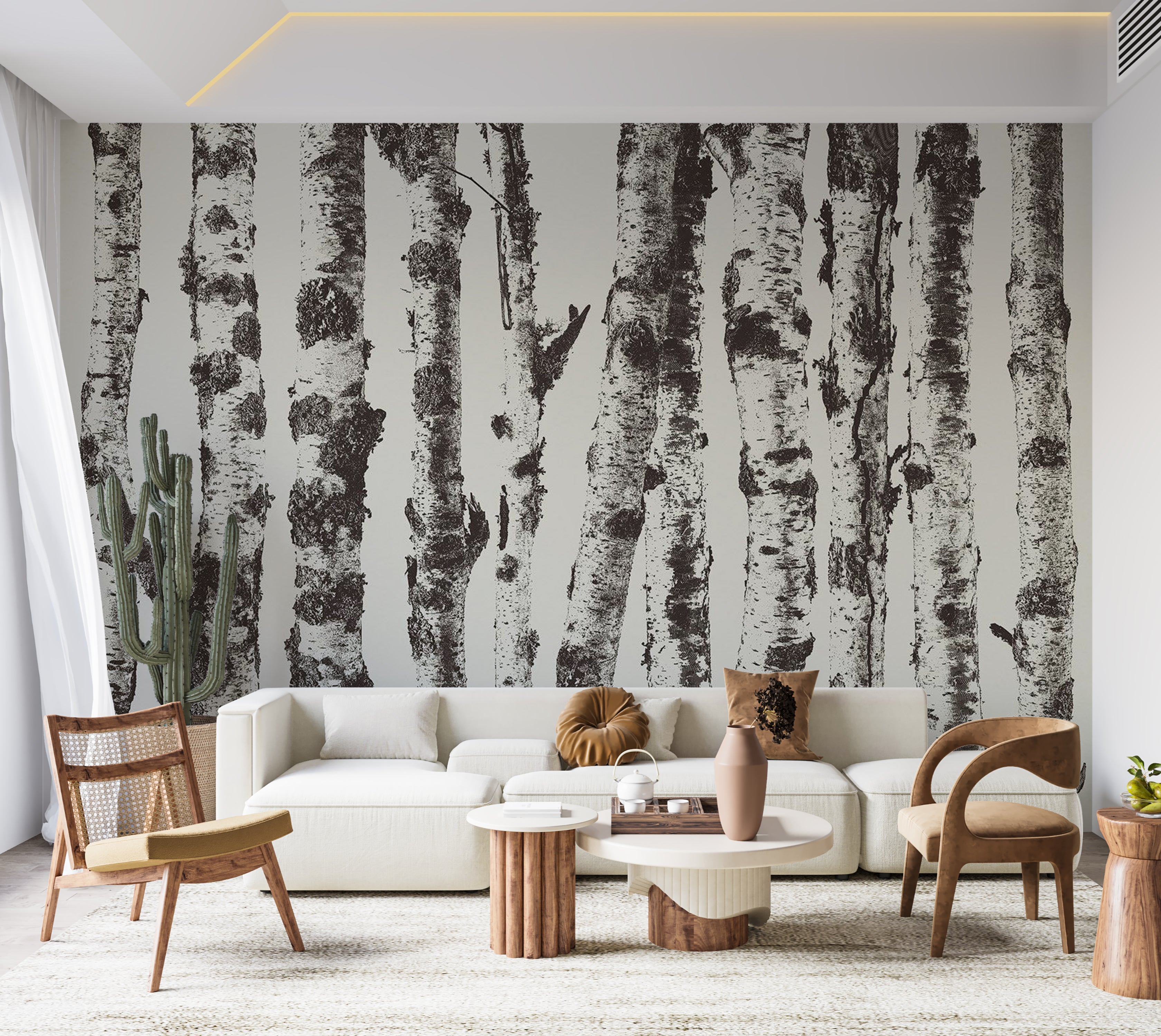 Landscape Wallpaper Wall Mural - Group of Birches 39"Wx27"H / Standard