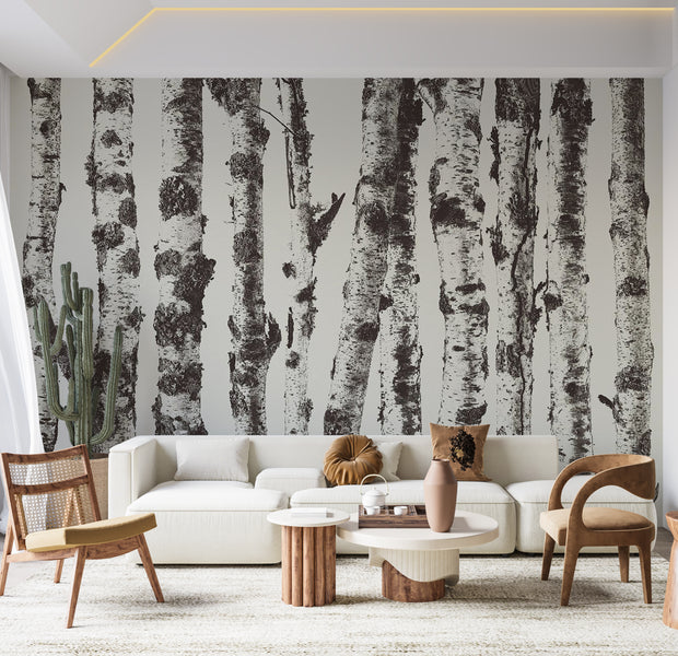 Landscape Wallpaper Wall Mural - Group of Birches 39"Wx27"H / Standard