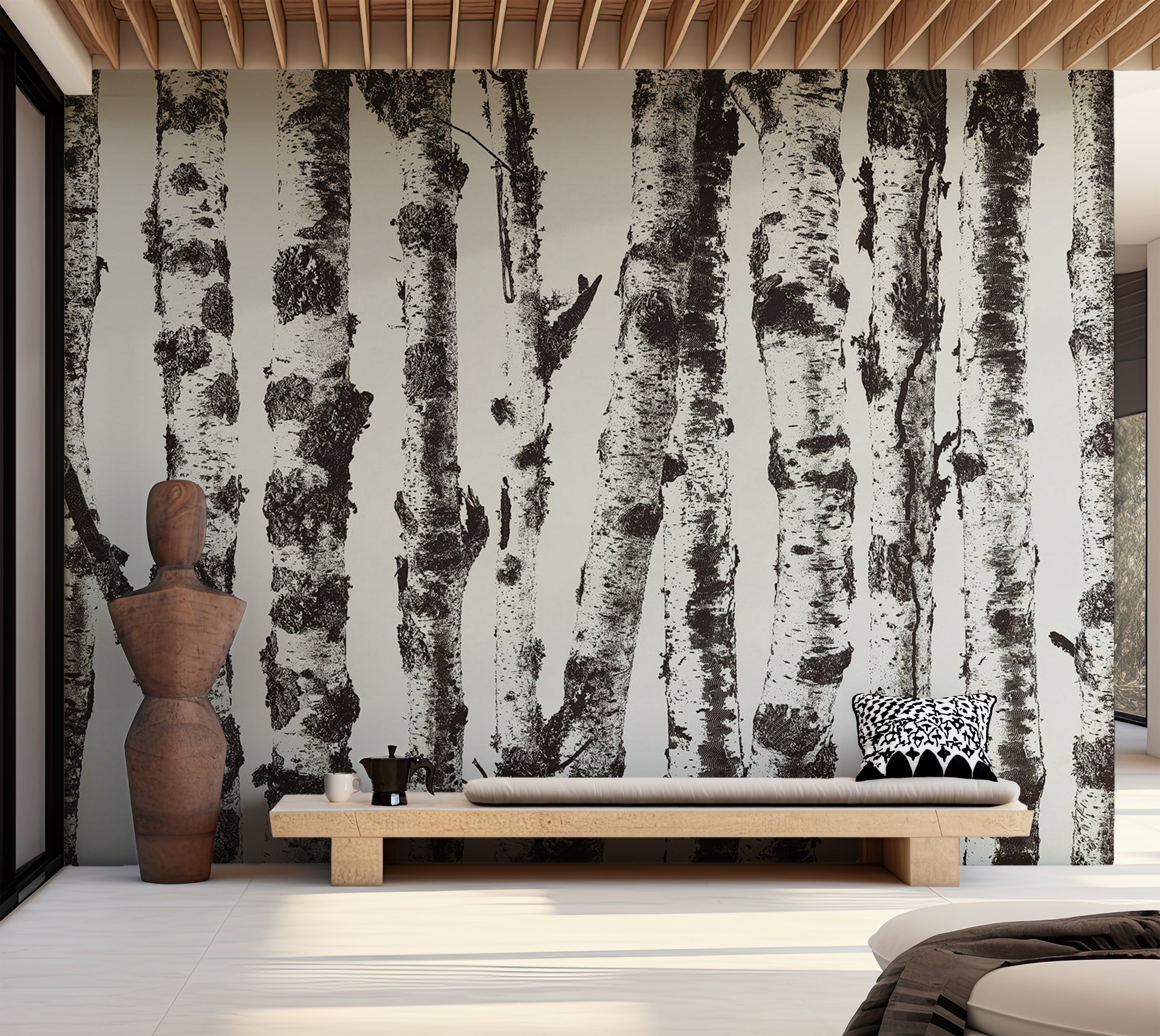 Landscape Wallpaper Wall Mural - Group of Birches 39"Wx27"H / Standard